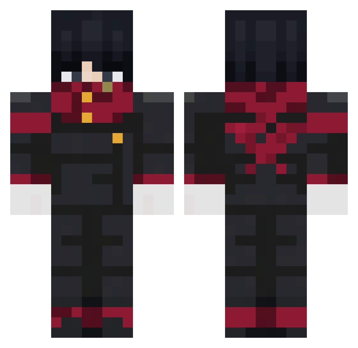 Borzs Minecraft skin, front and back view