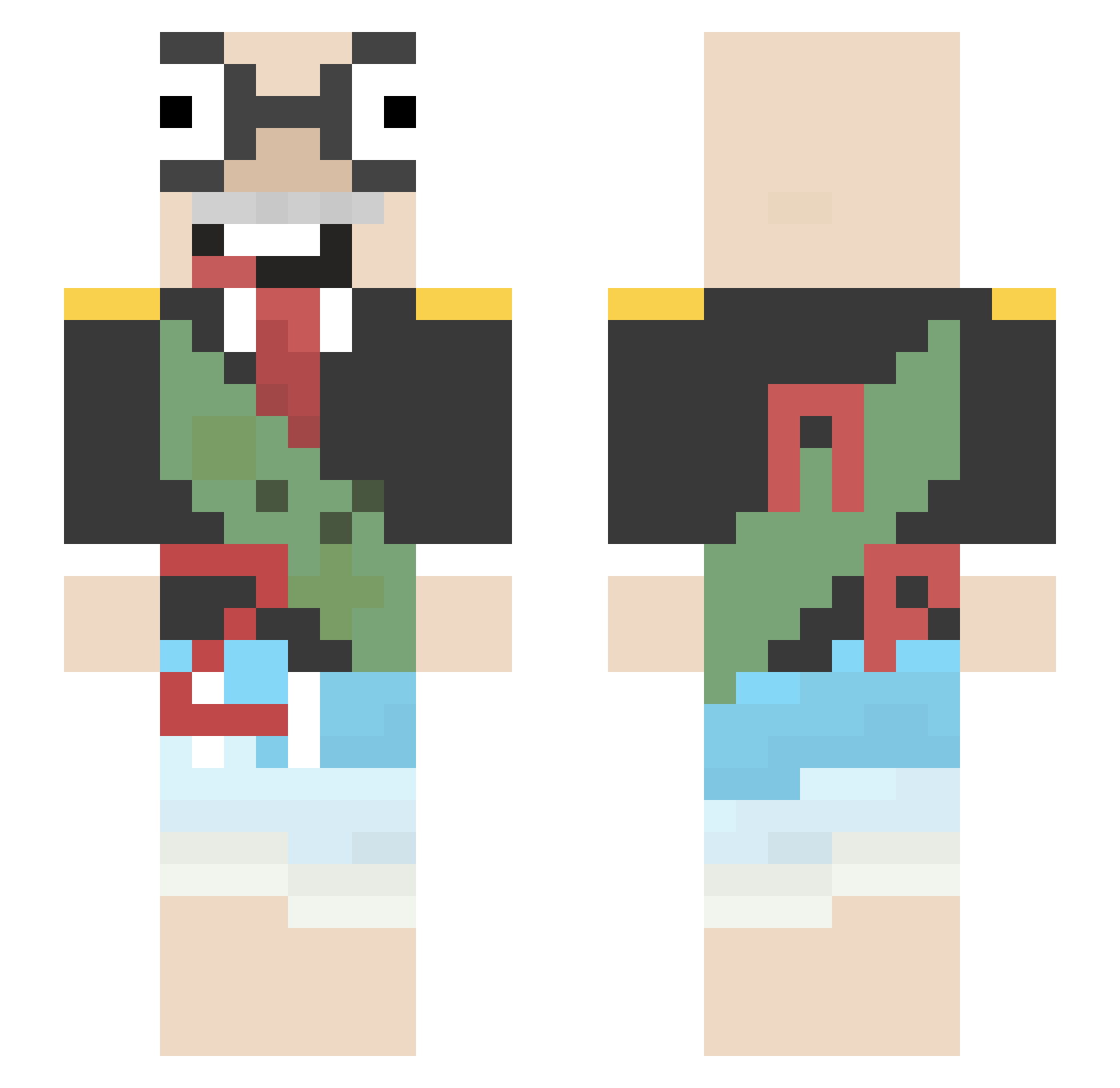 PyfelokPRO Minecraft skin, front and back view