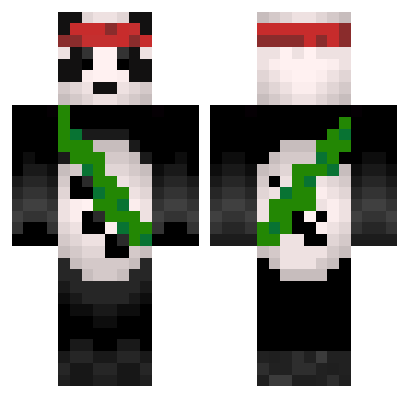 CallMeInscope Minecraft skin, front and back view