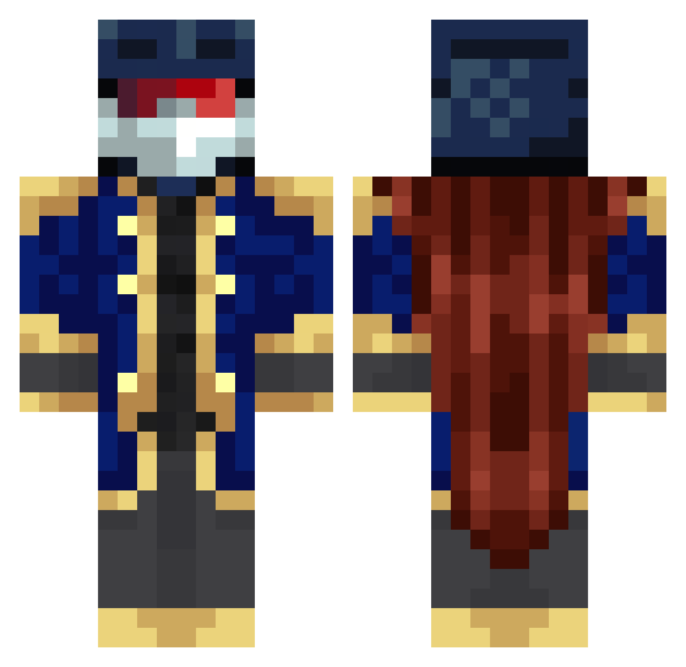 cyborgblue11 Minecraft skin, front and back view
