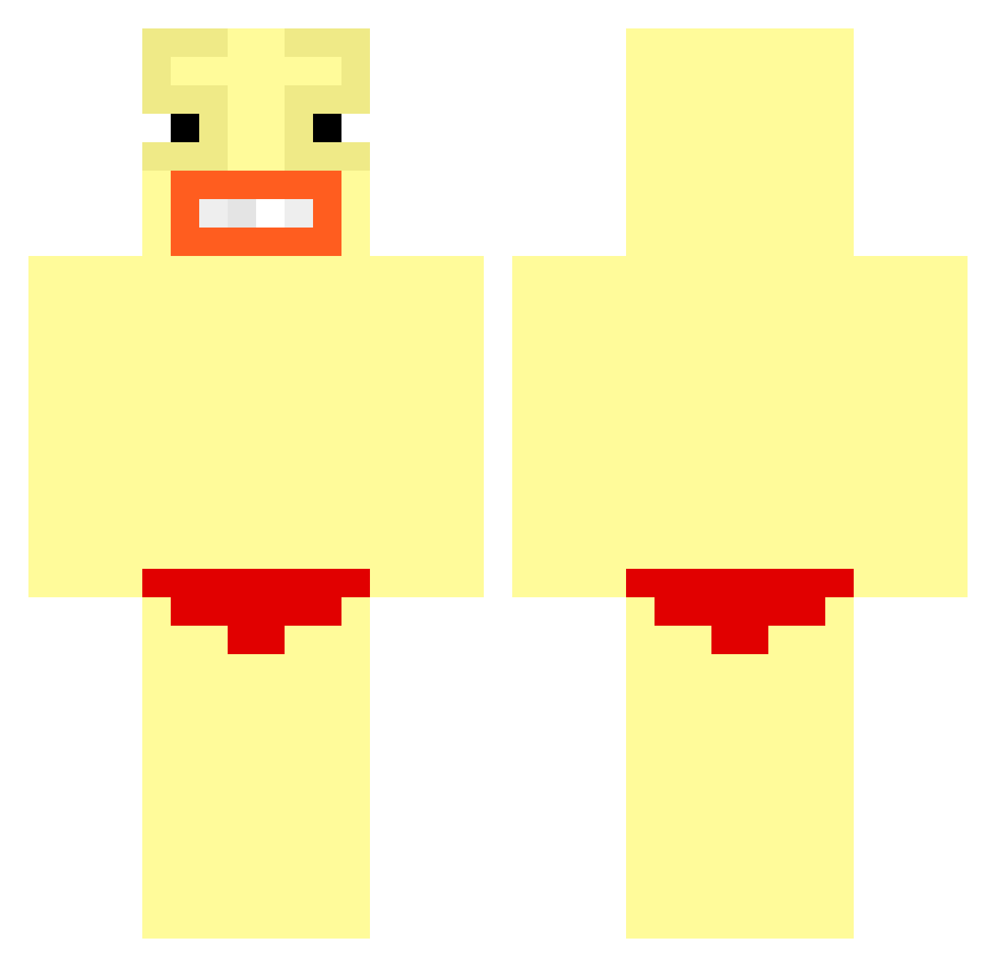 y3ll Minecraft skin, front and back view