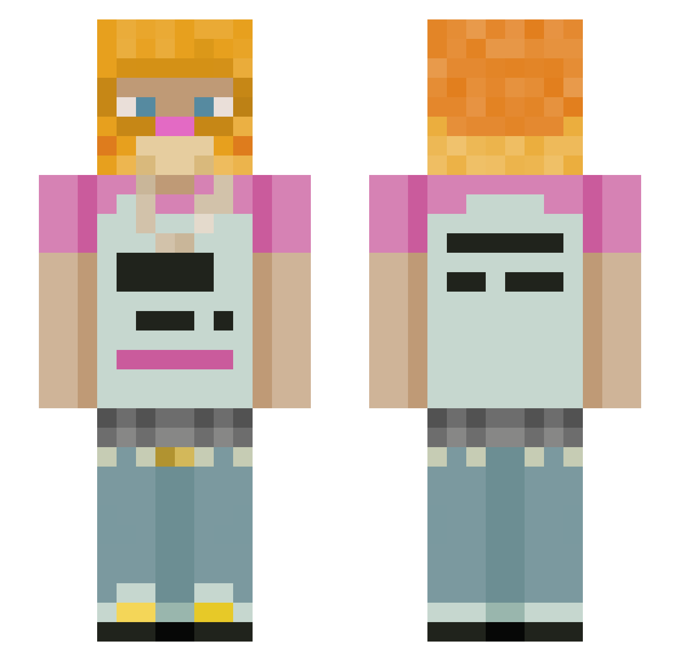 me6ur Minecraft skin, front and back view