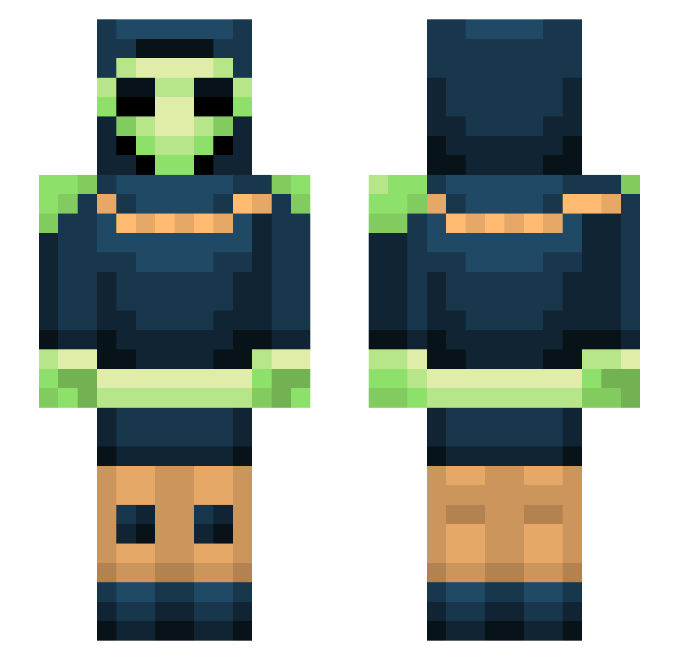 Saladpants Minecraft skin, front and back view