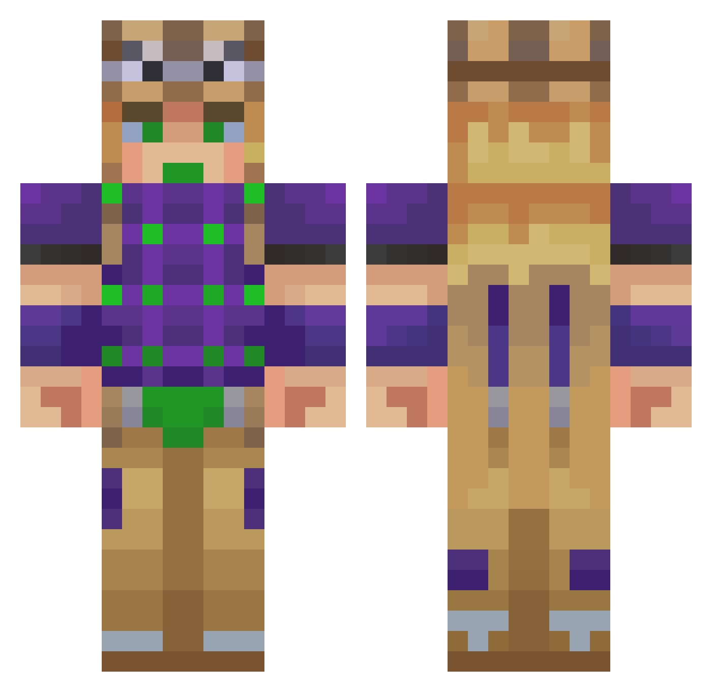 recsplode Minecraft skin, front and back view