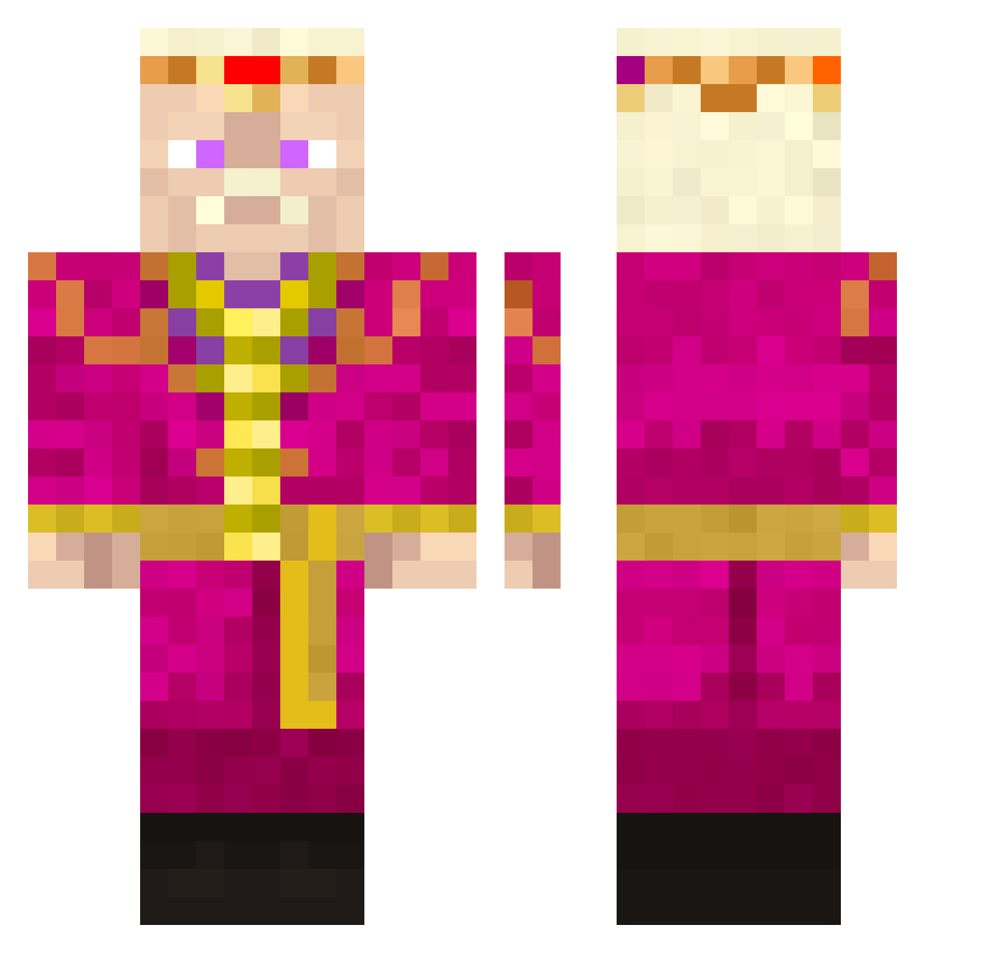 TwoFountains Minecraft skin, front and back view