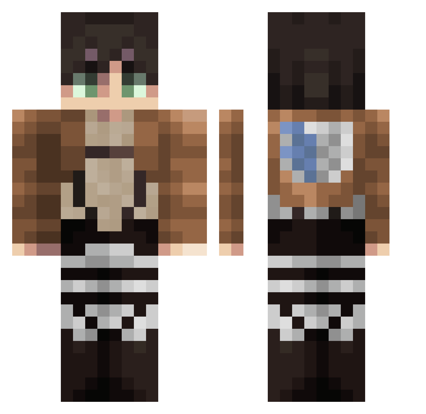 EvilDeadAsh Minecraft skin, front and back view