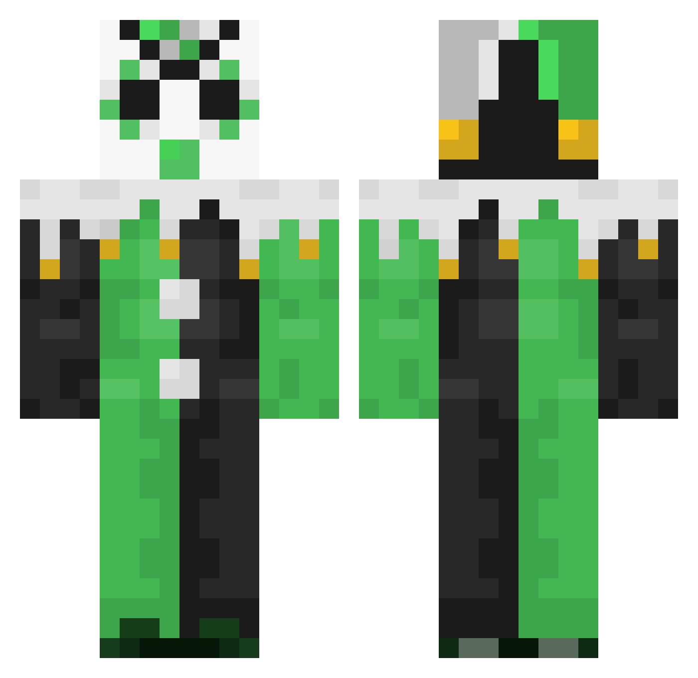 QUADDARK Minecraft skin, front and back view