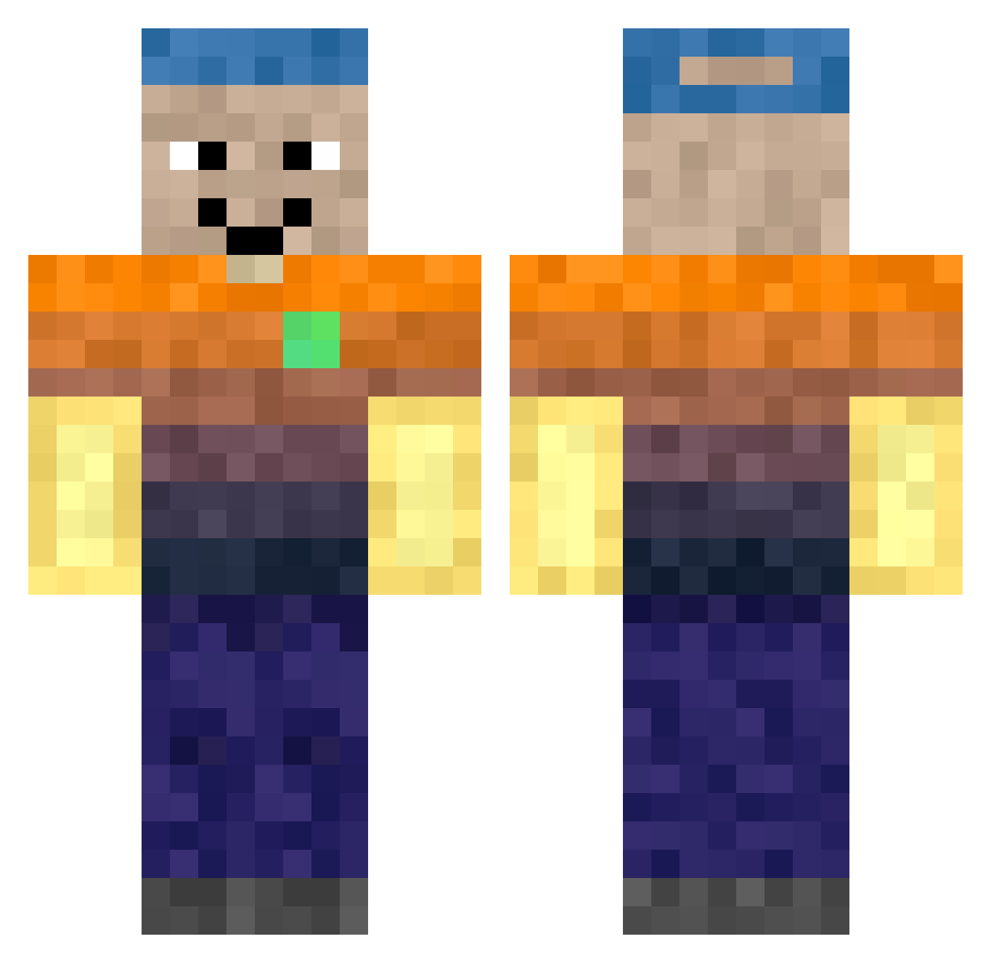 Chest0s1o Minecraft skin, front and back view