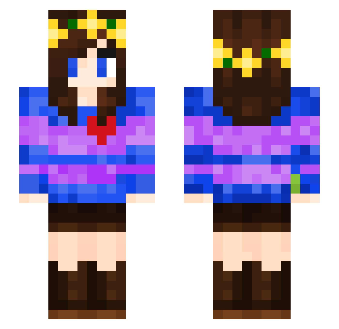 Luxilb Minecraft skin, front and back view