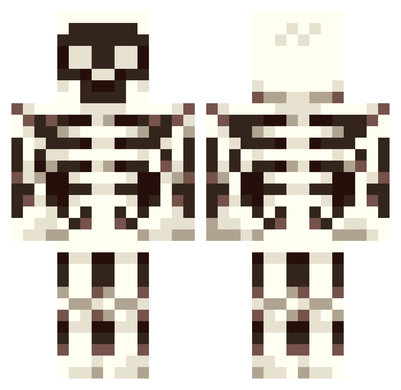 Potato100412 Minecraft skin, front and back view