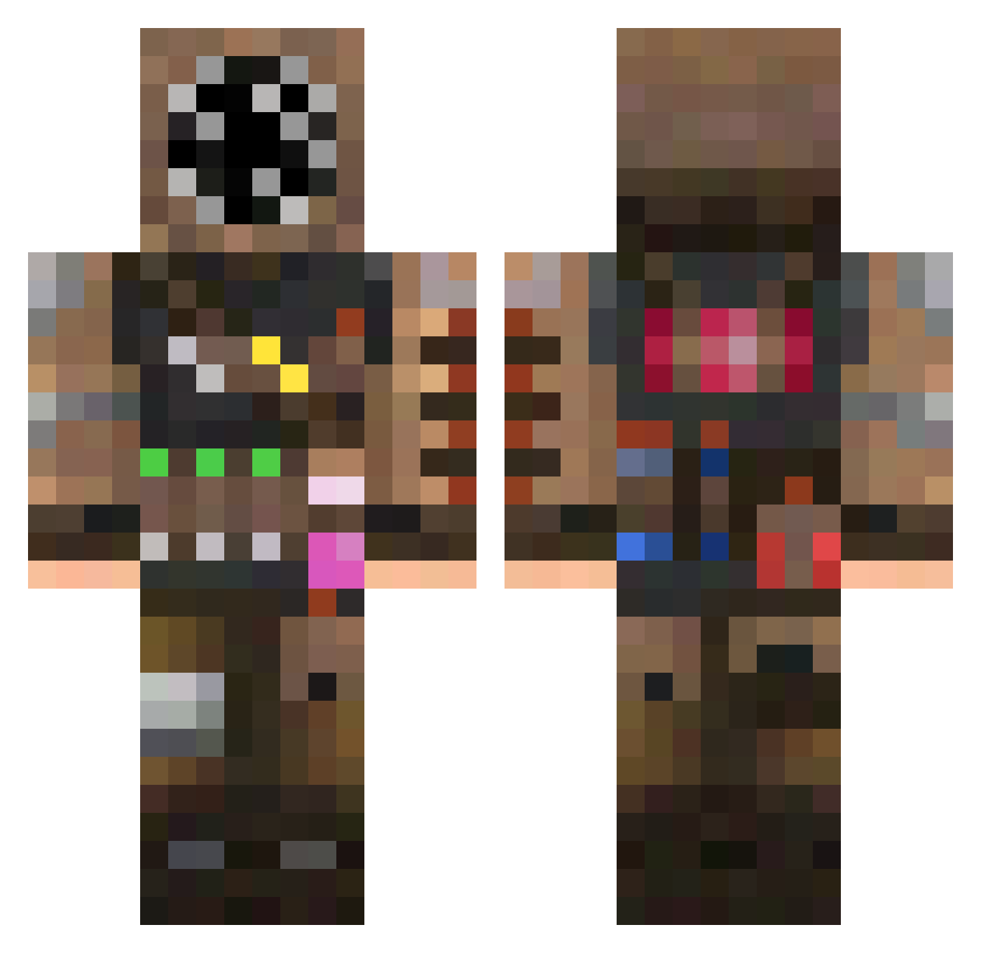 GreenioGran Minecraft skin, front and back view