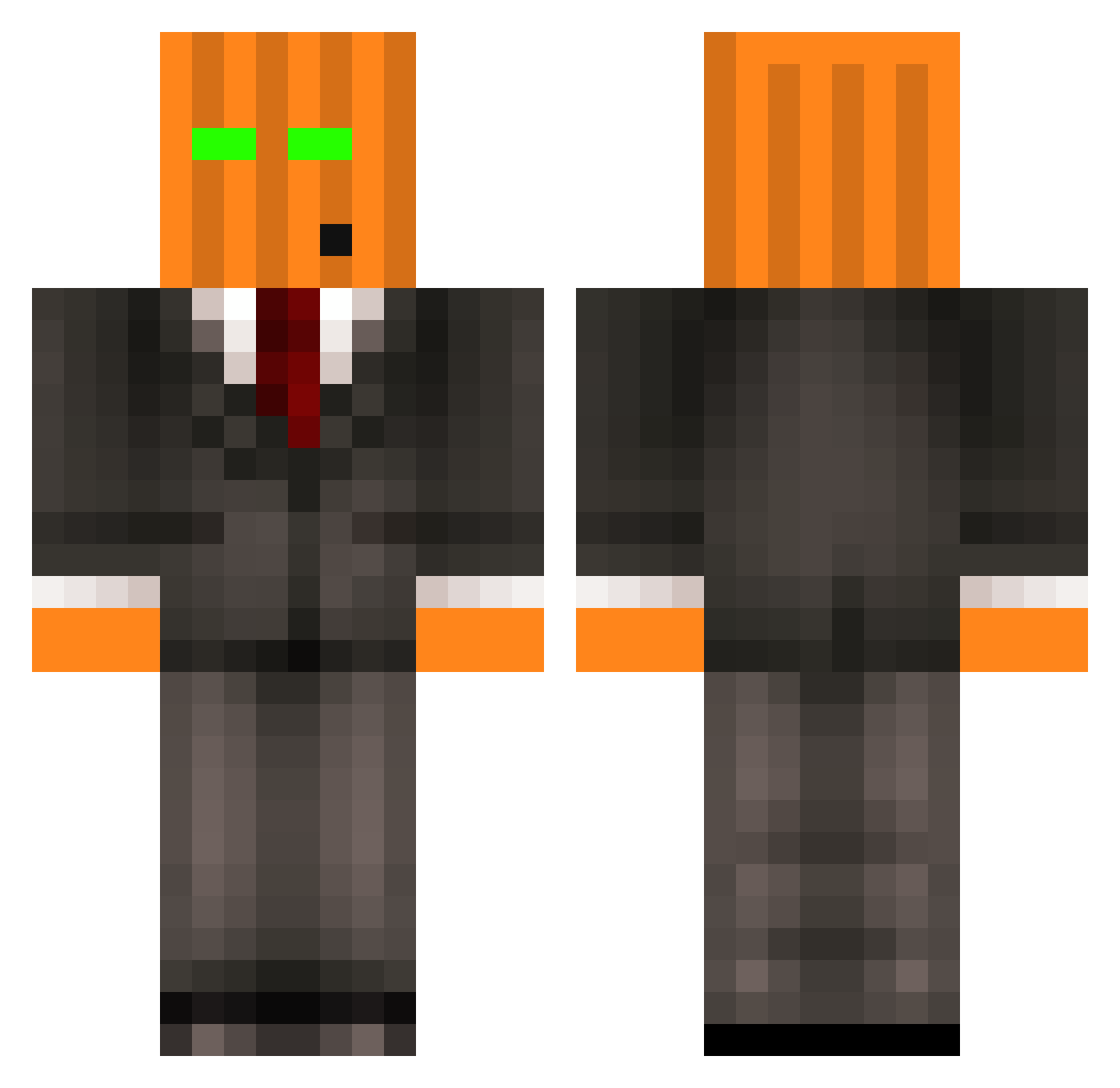 Obovoid Minecraft skin, front and back view