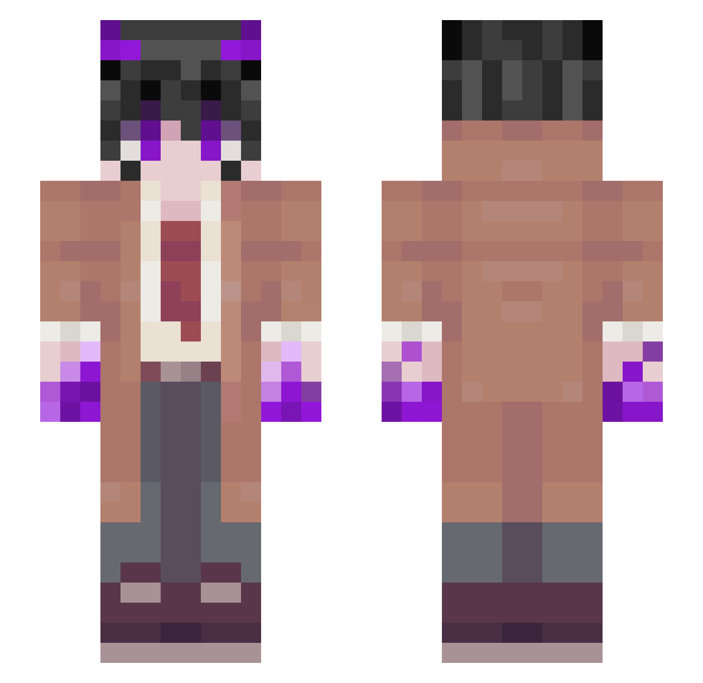 GhostlyAj Minecraft skin, front and back view