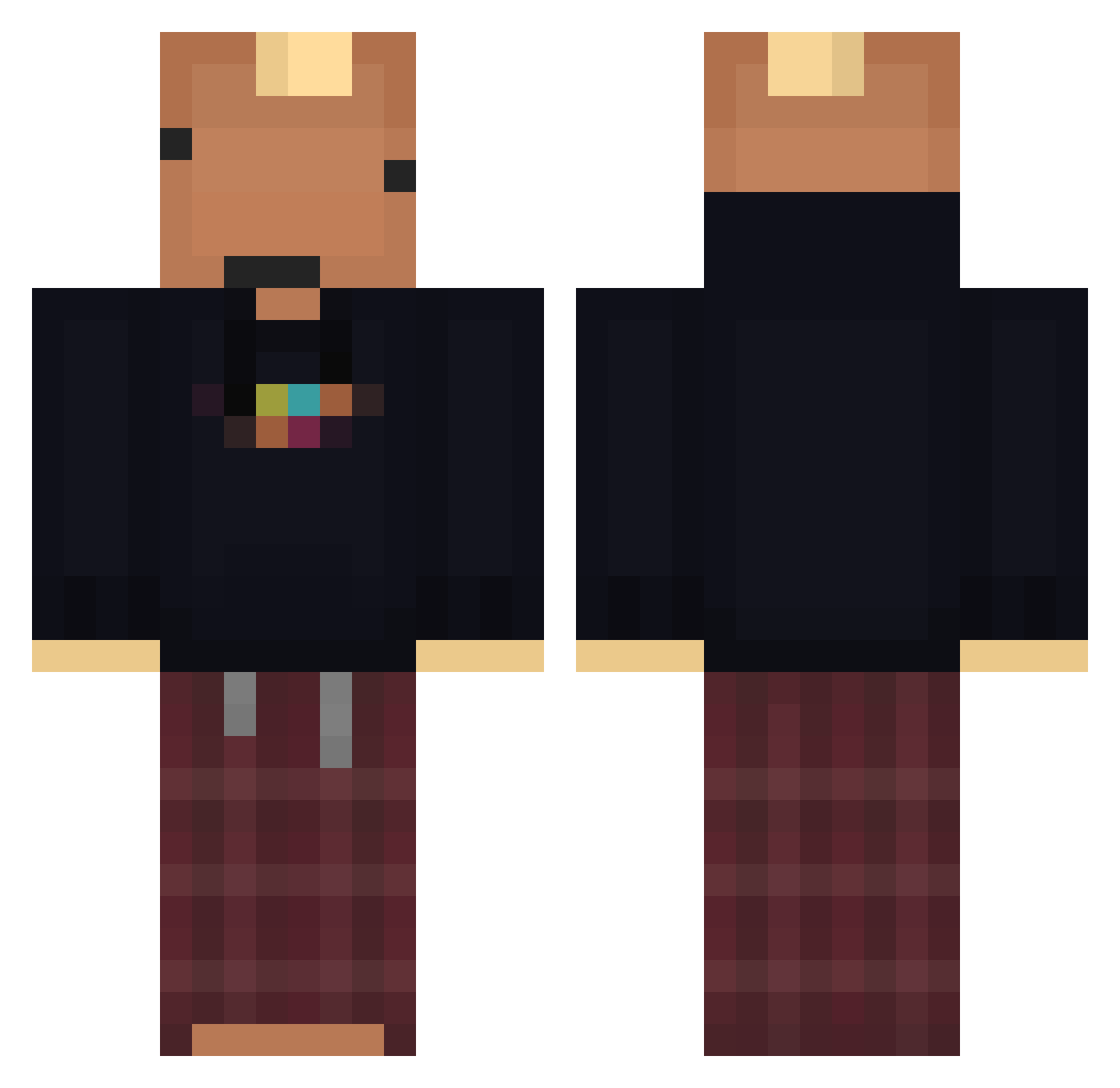 Codabra Minecraft skin, front and back view