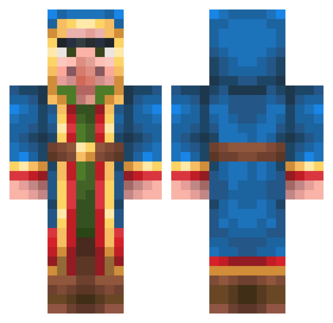 Memedalakos Minecraft skin, front and back view