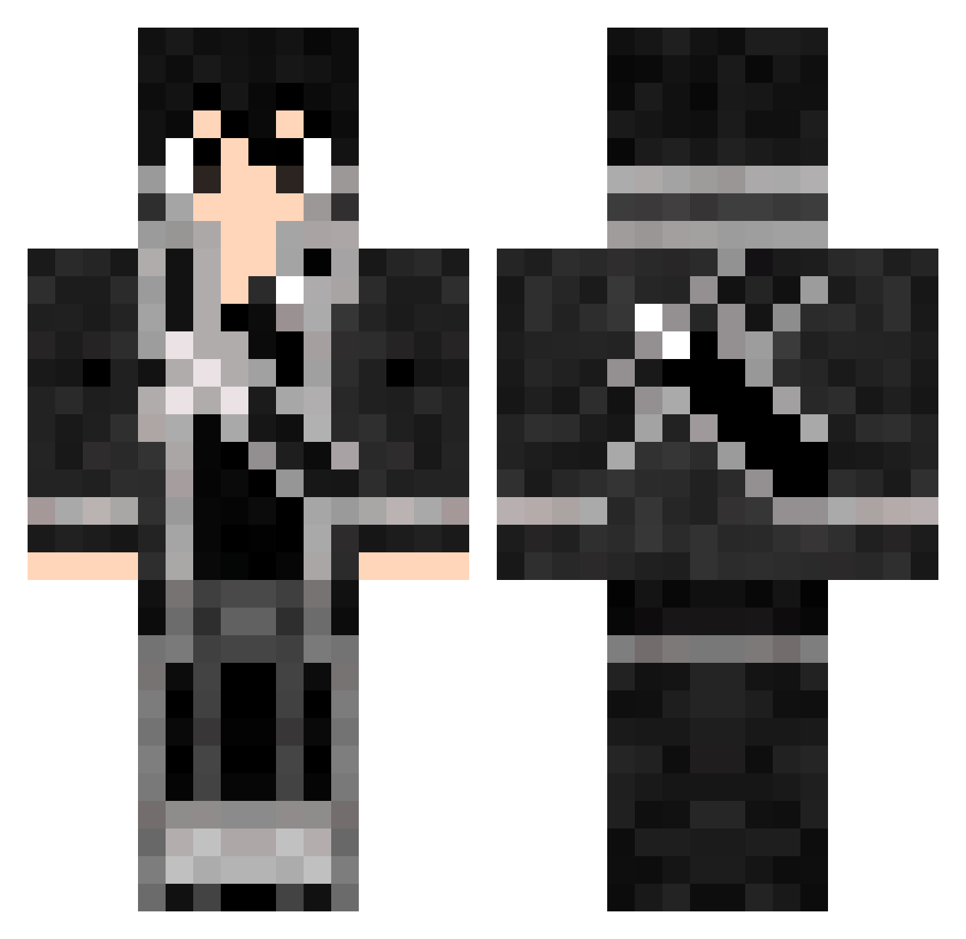 AishiiZz Minecraft skin, front and back view