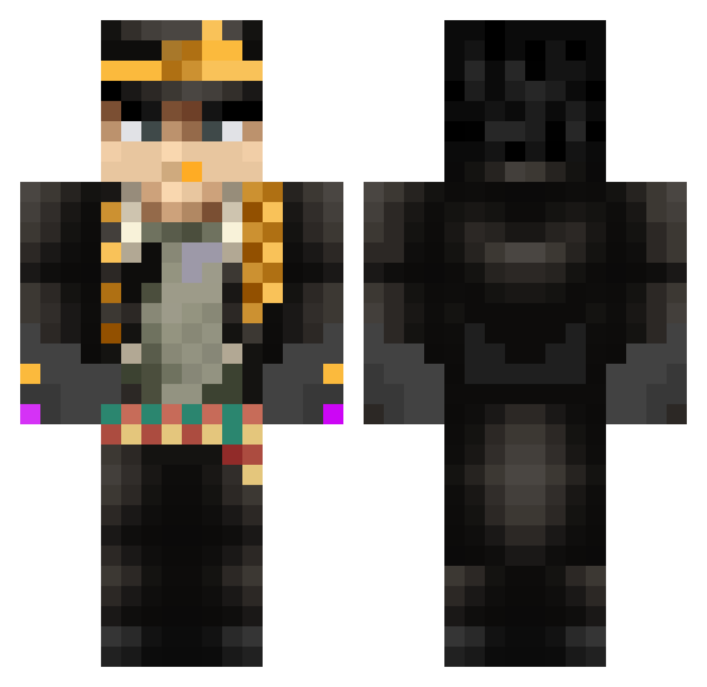 WizBald_ Minecraft skin, front and back view