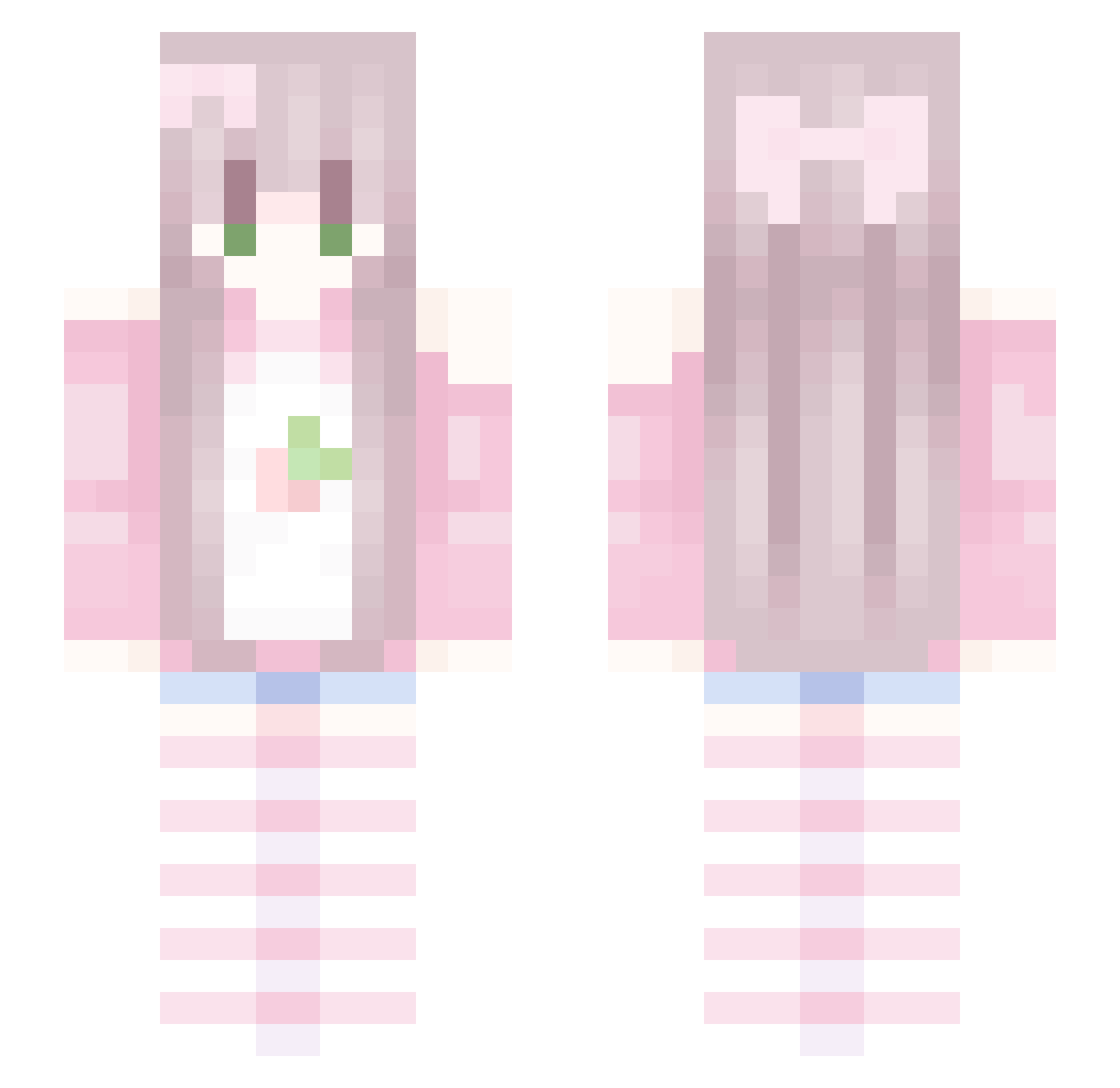 hello_kira Minecraft skin, front and back view