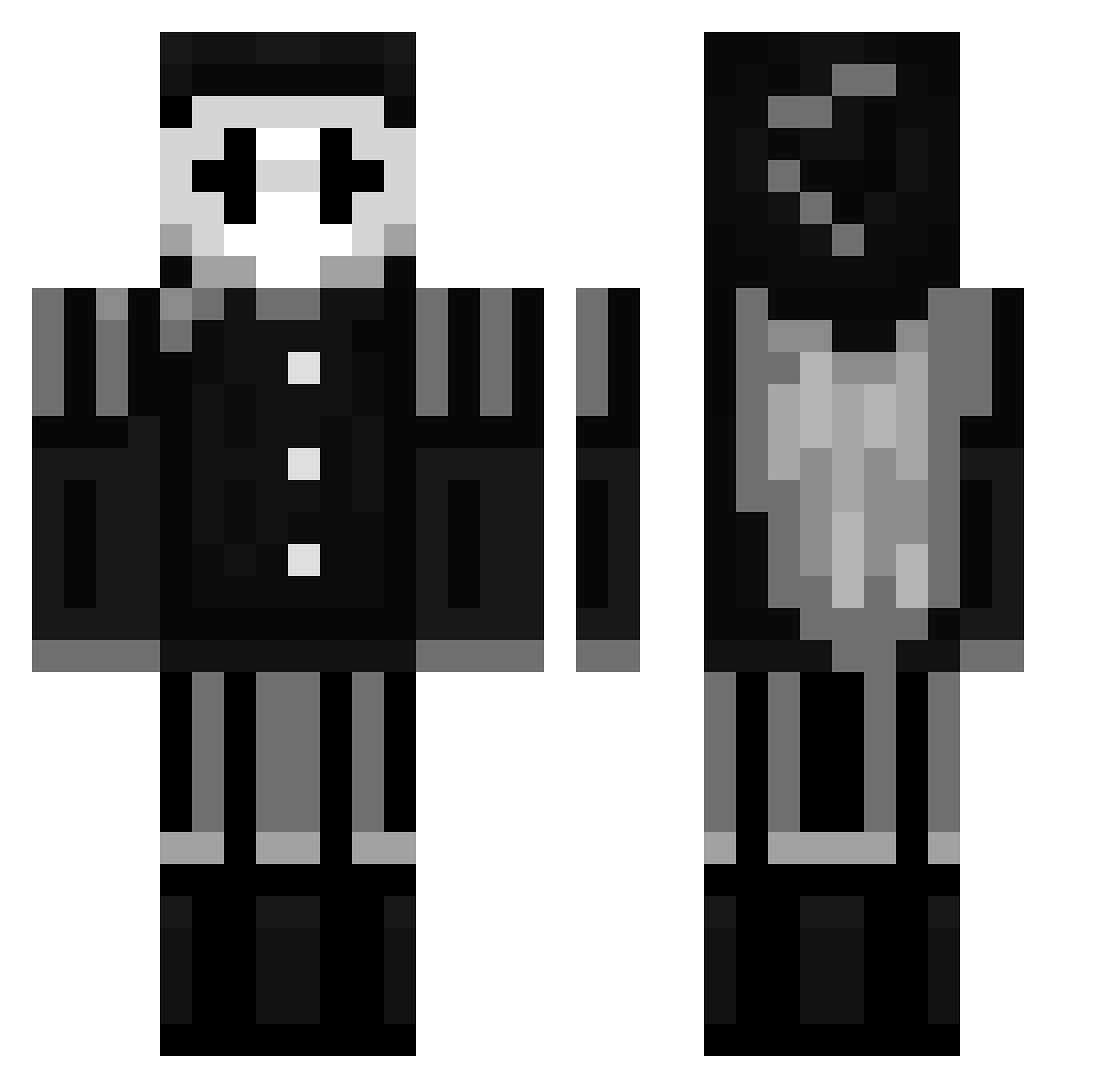 Slushqt Minecraft skin, front and back view