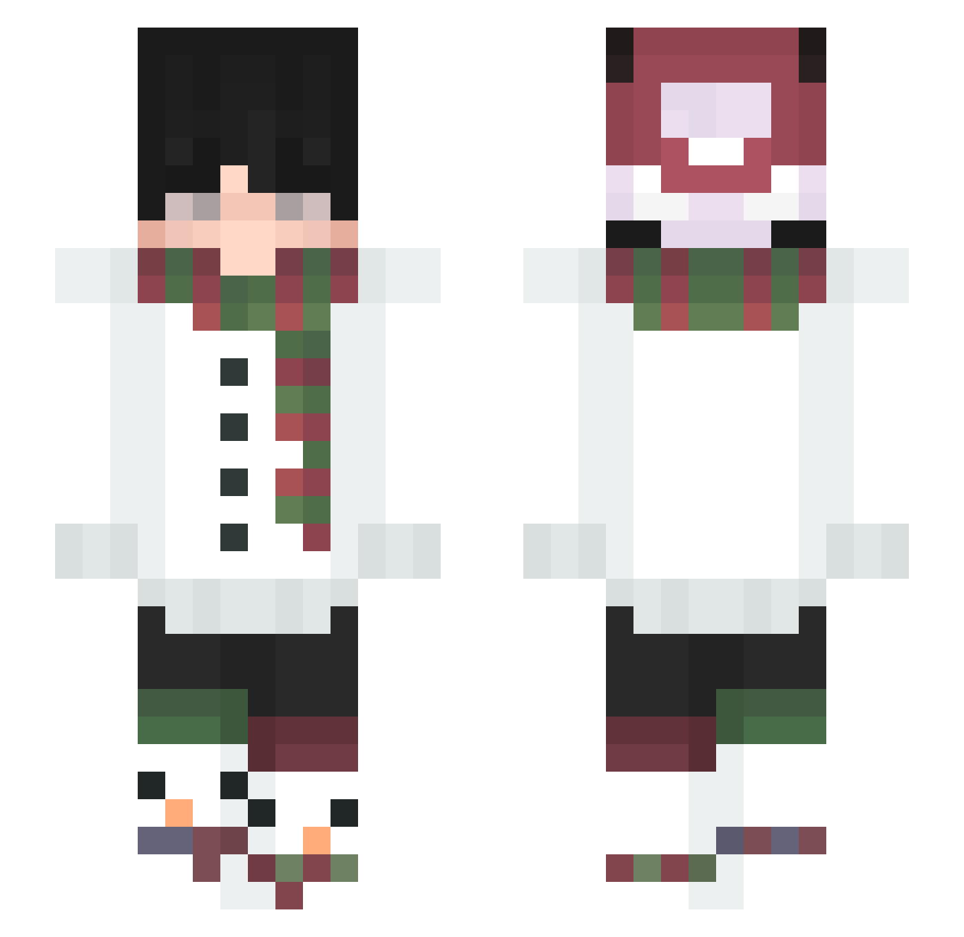 ItzOhayo Minecraft skin, front and back view