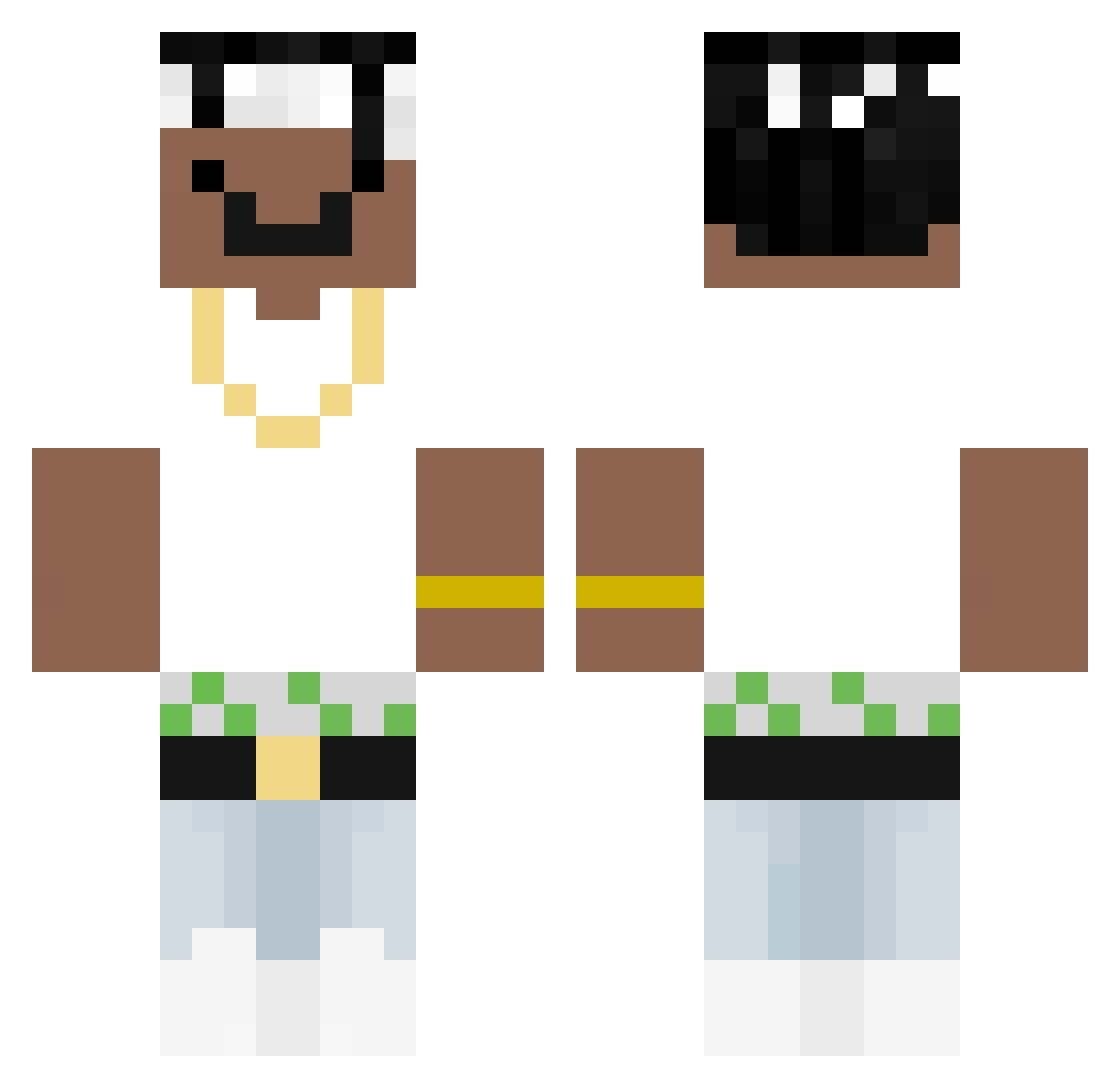 Jarxs Minecraft skin, front and back view