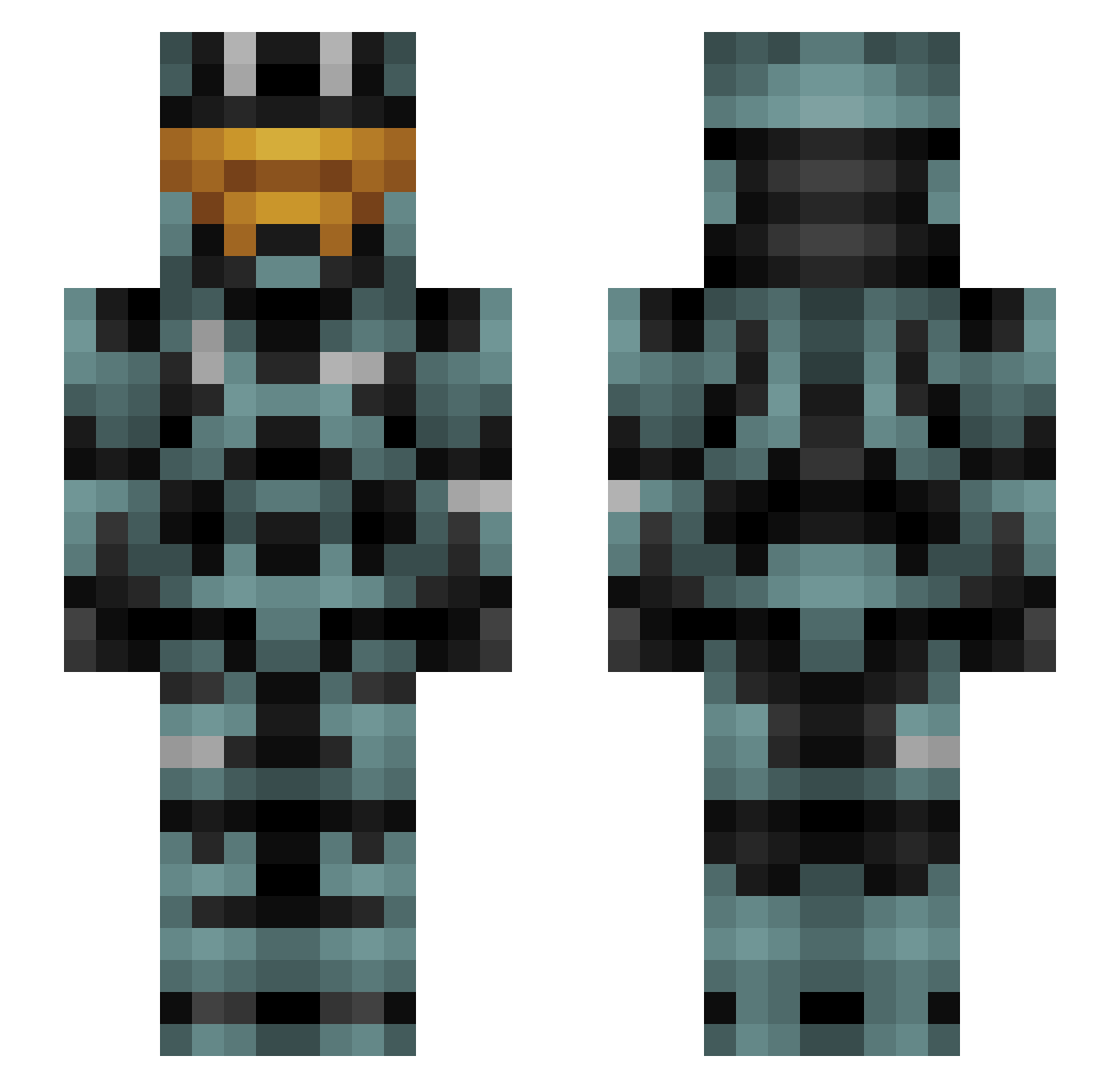 Schiedaaa Minecraft skin, front and back view