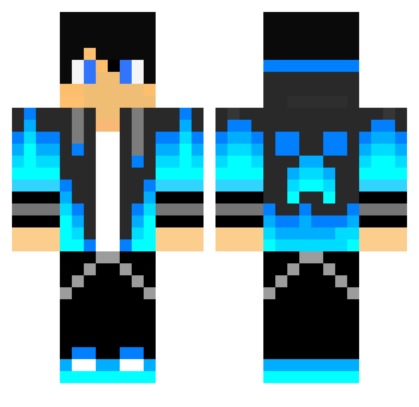 WeariedPlanet Minecraft skin, front and back view