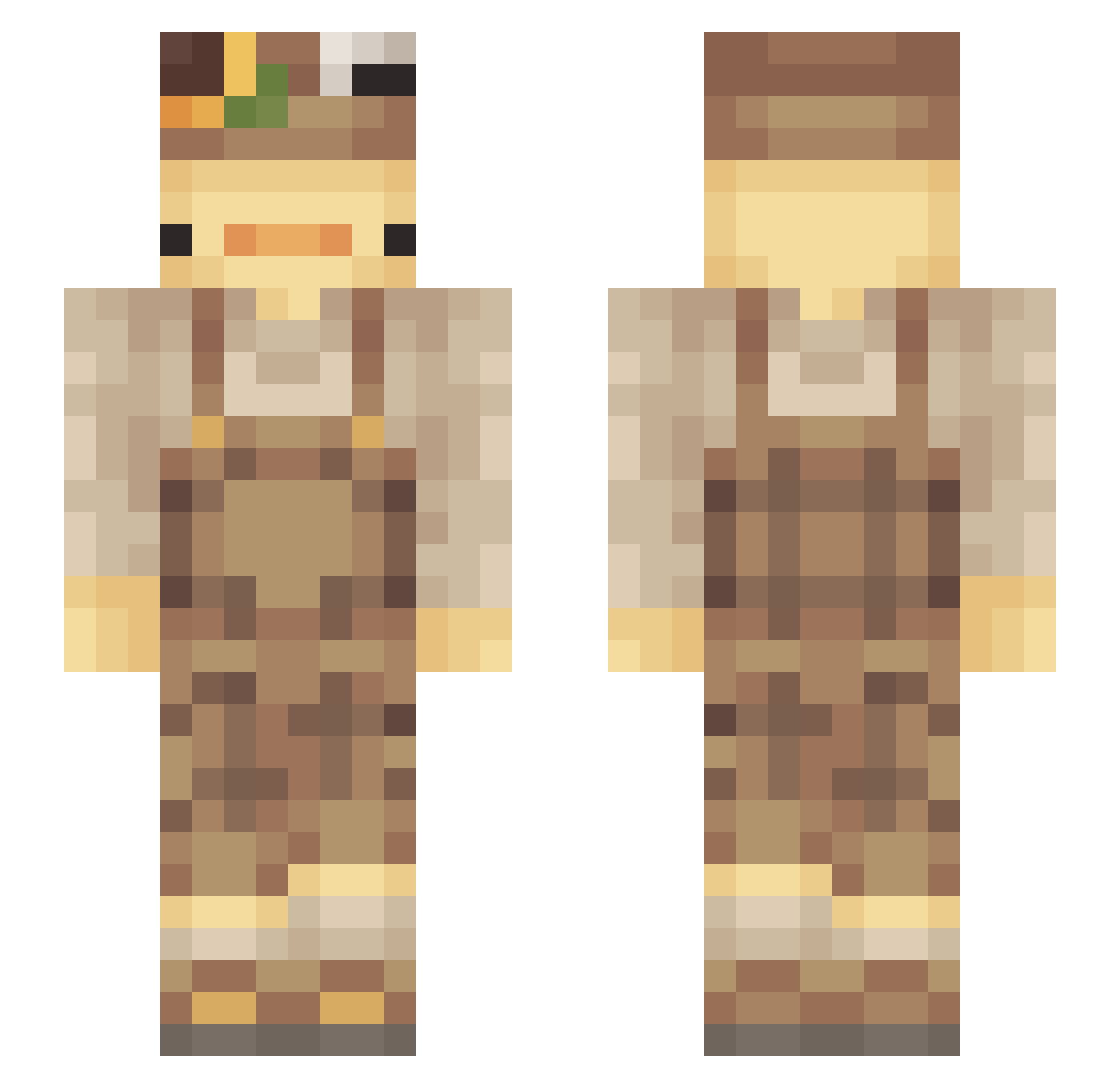 MilanBuilds Minecraft skin, front and back view