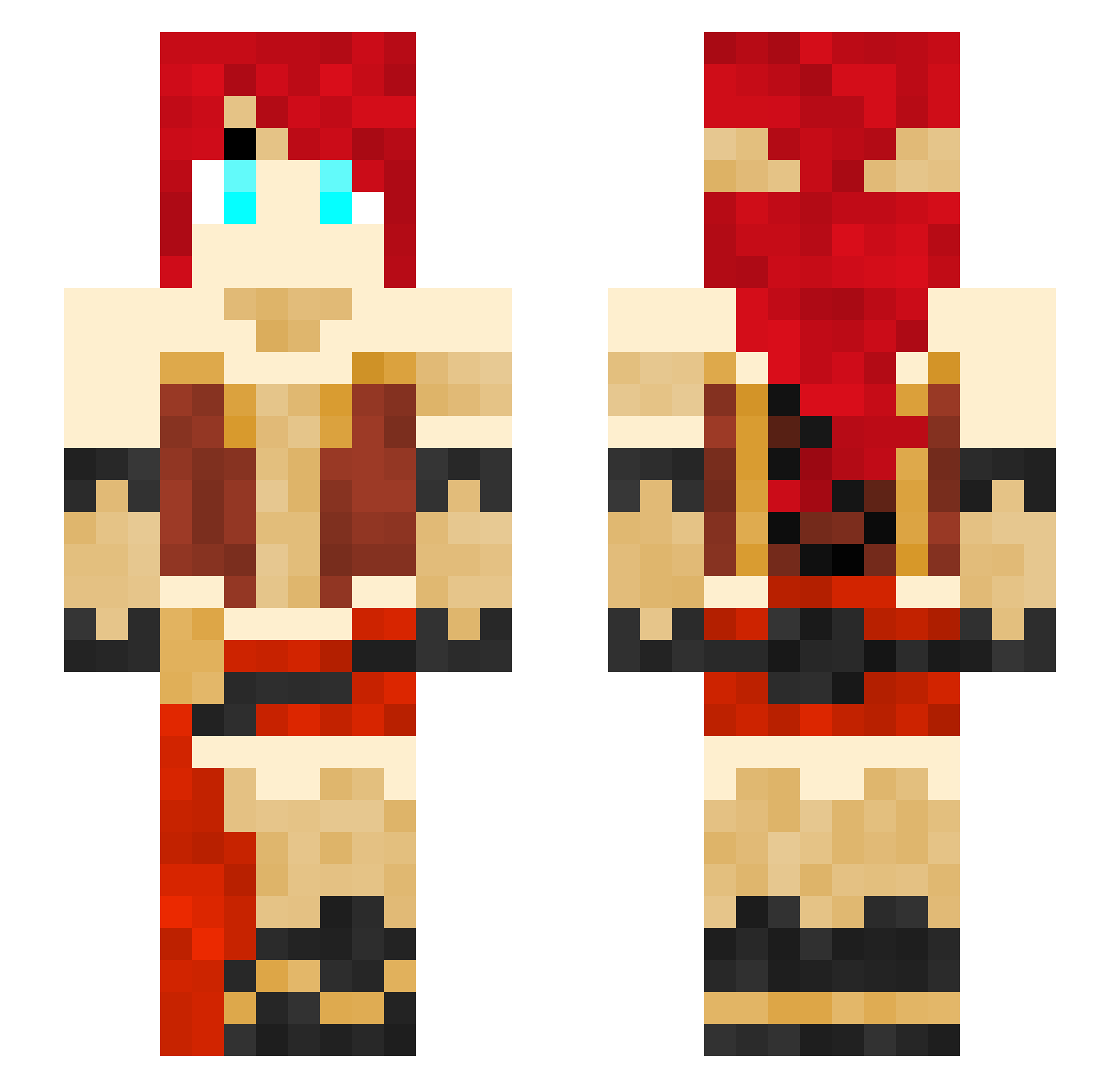 SavannaS Minecraft skin, front and back view