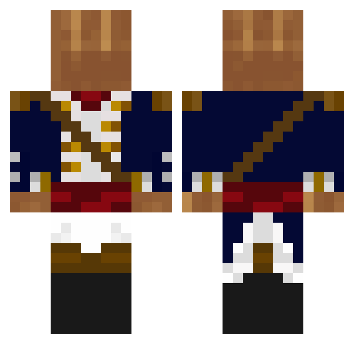 Toast1330 Minecraft skin, front and back view