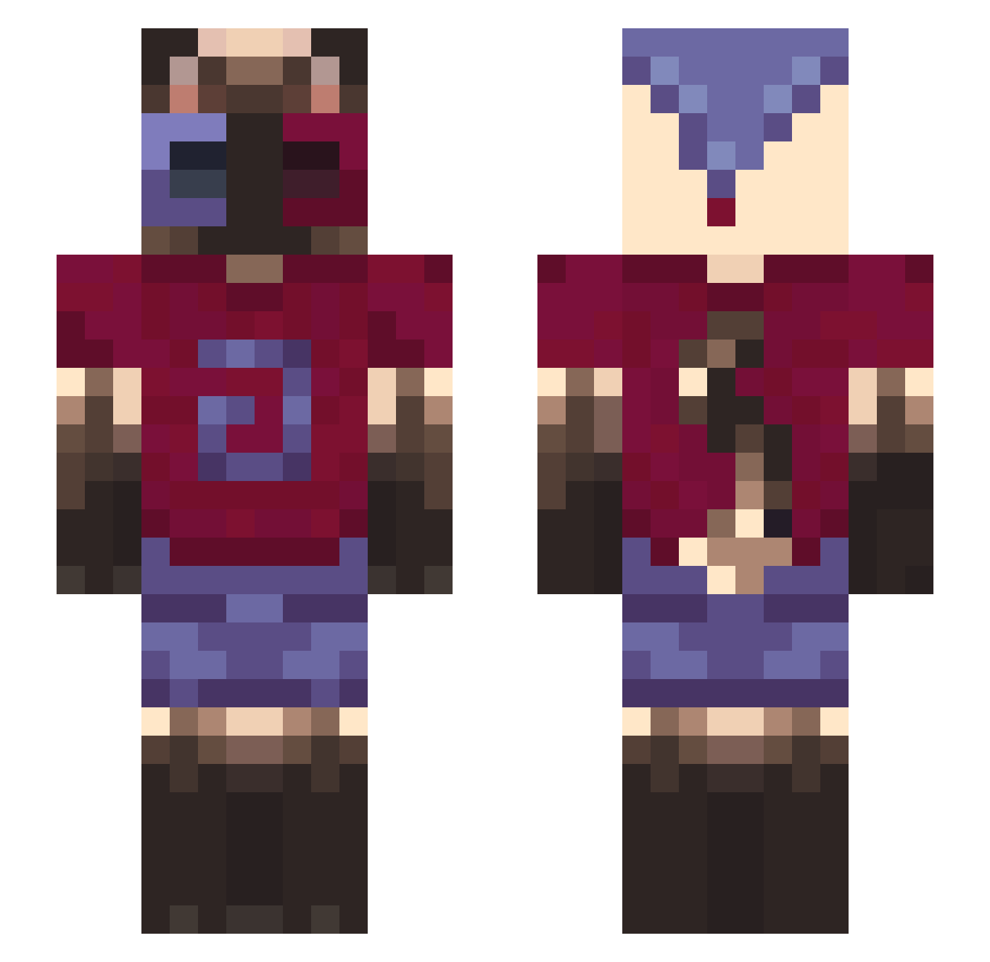 WolfTripod Minecraft skin, front and back view