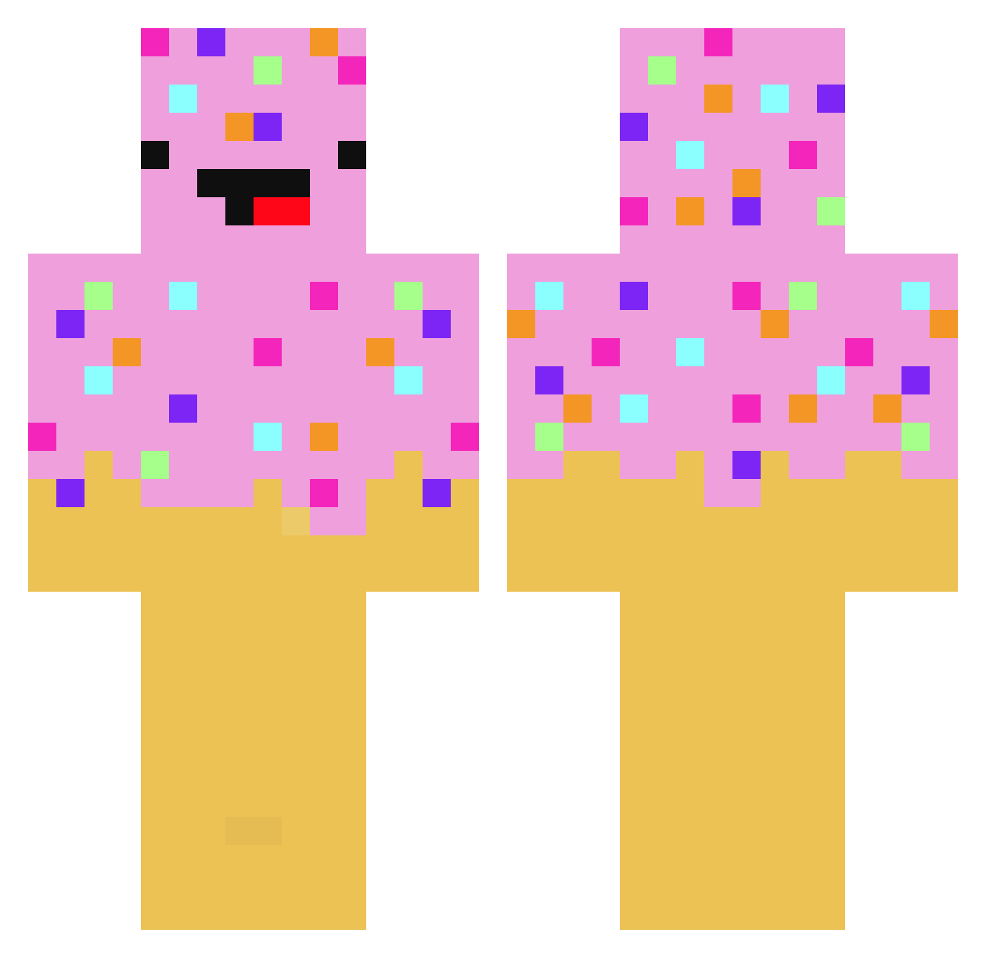 Dob Minecraft skin, front and back view