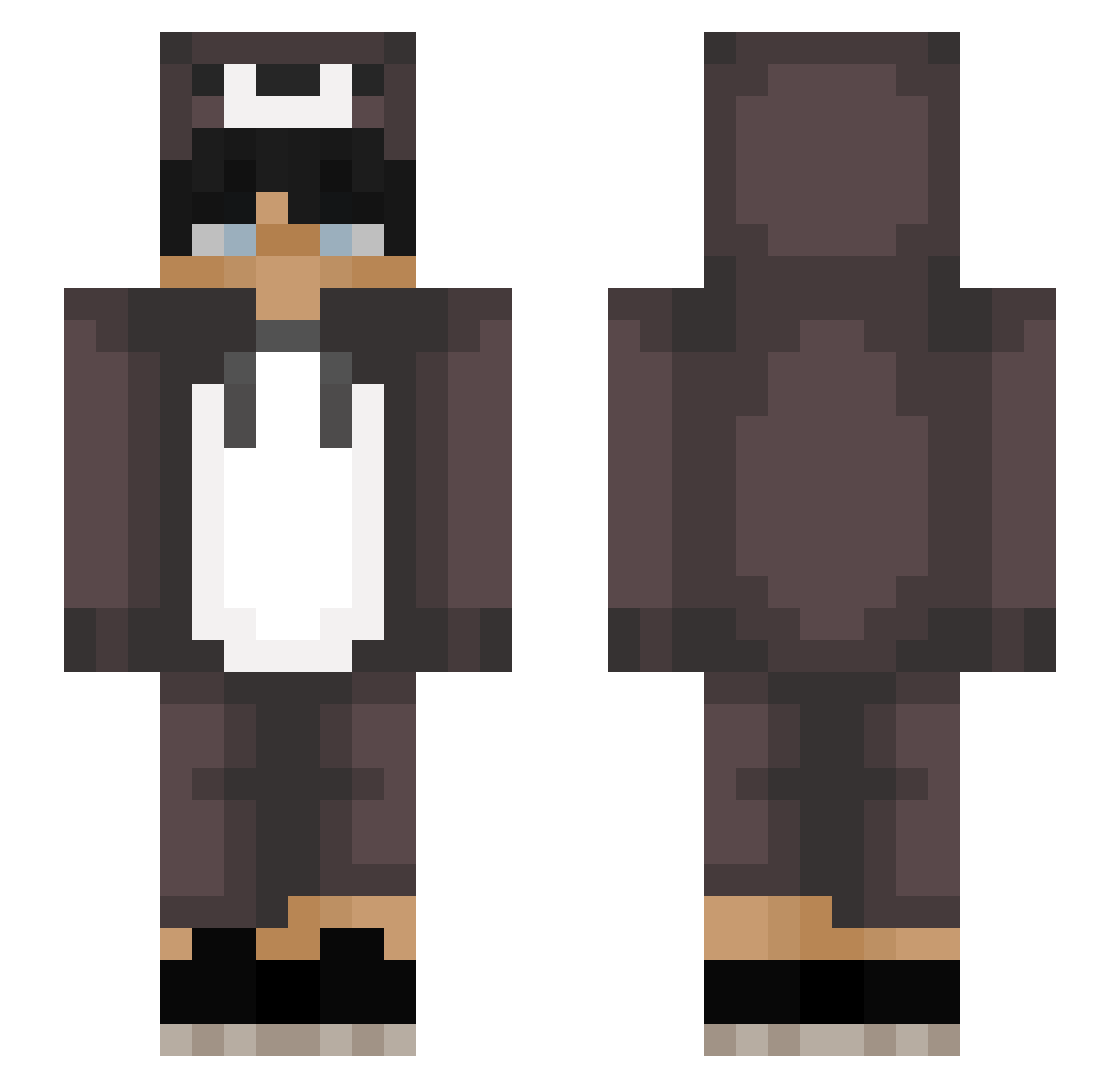 ImNotSuper Minecraft skin, front and back view