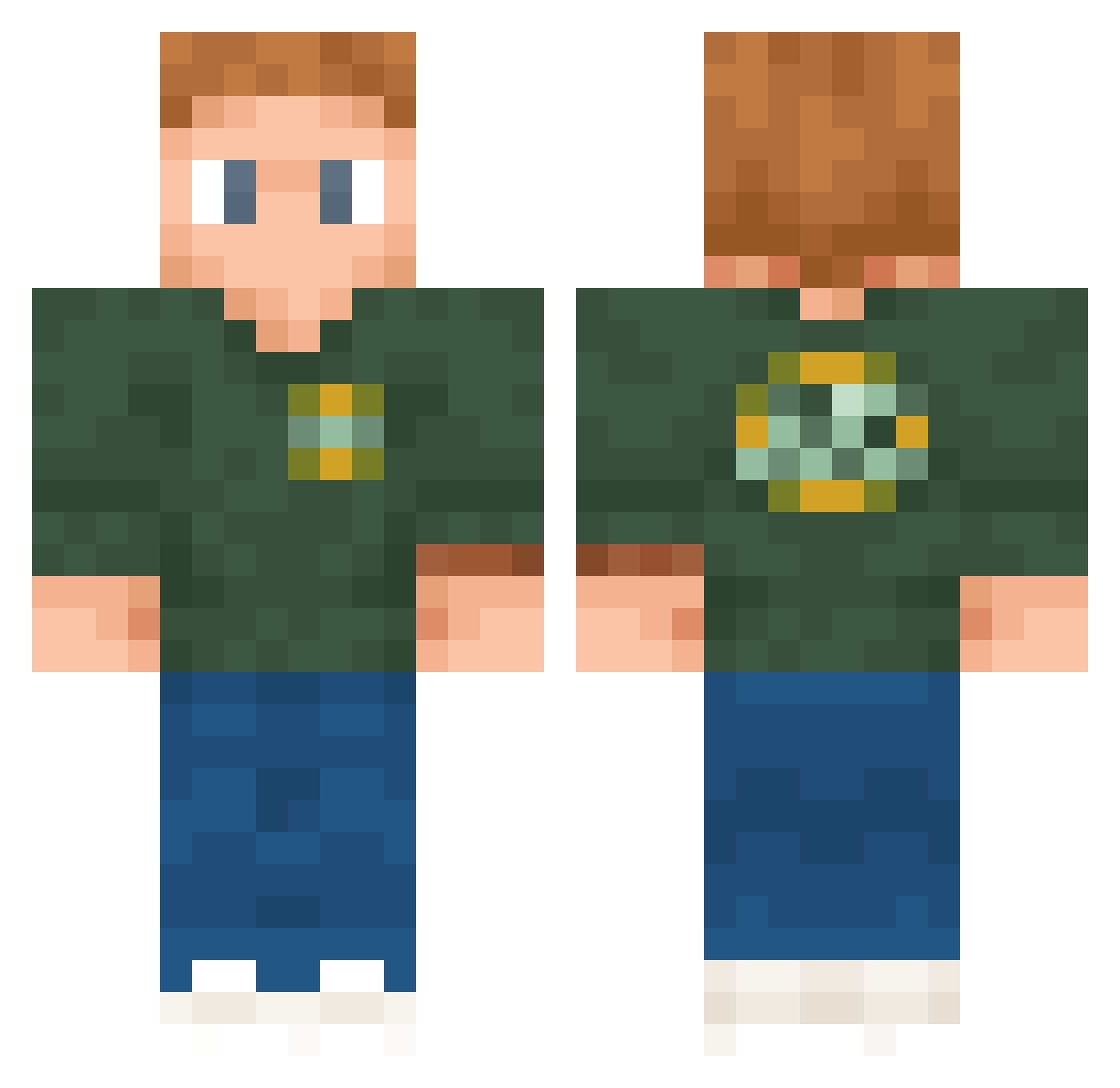TheRealJard Minecraft skin, front and back view