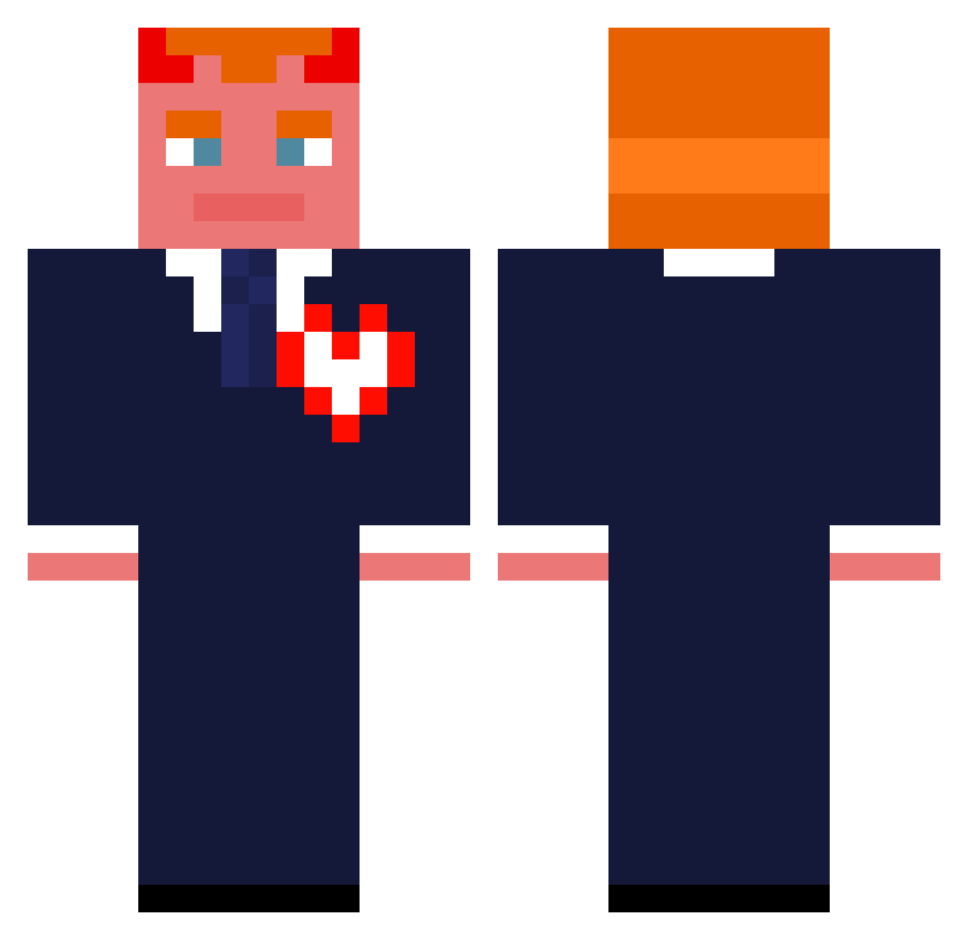 Fstero Minecraft skin, front and back view