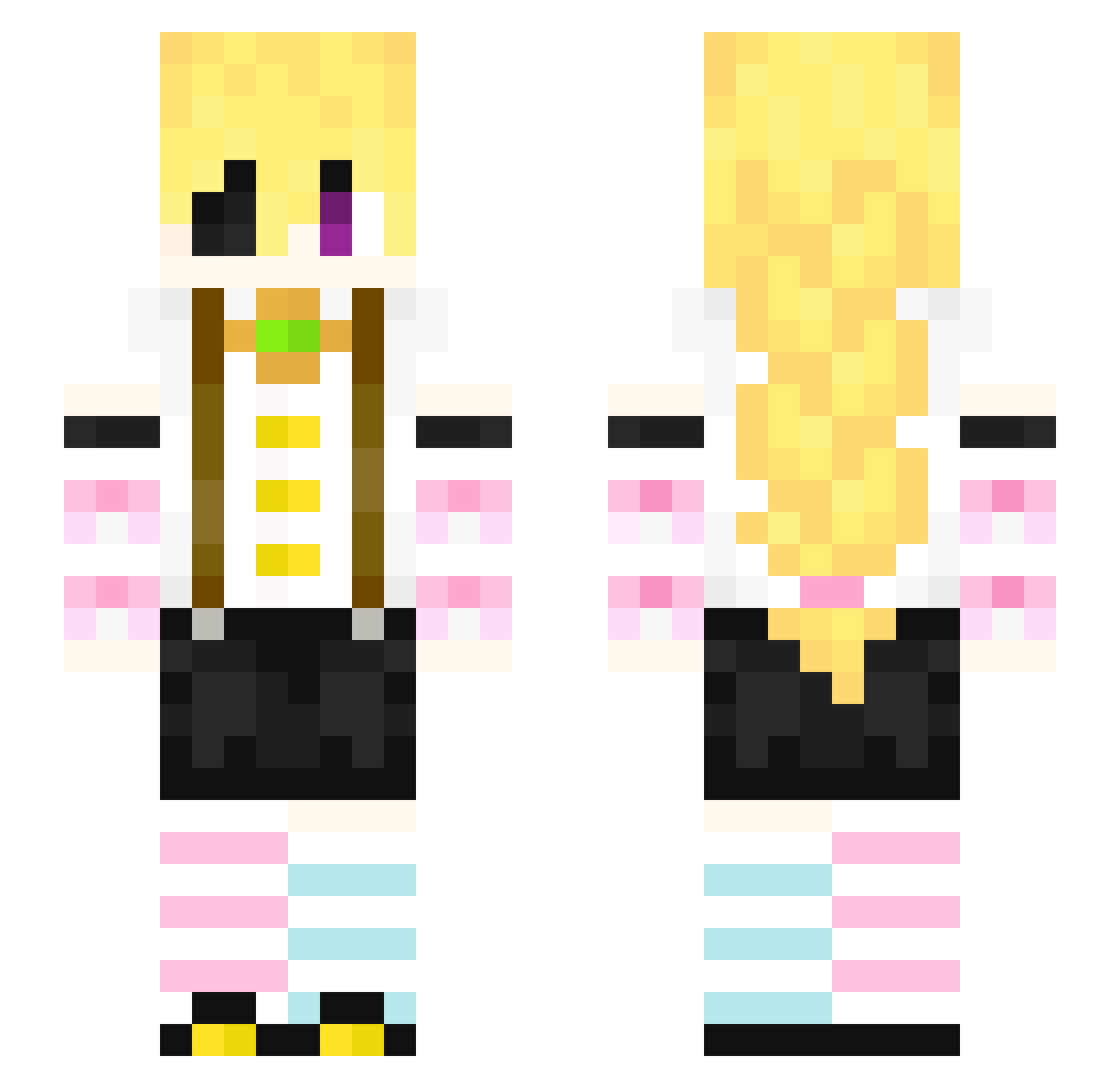 fictionalniku Minecraft skin, front and back view