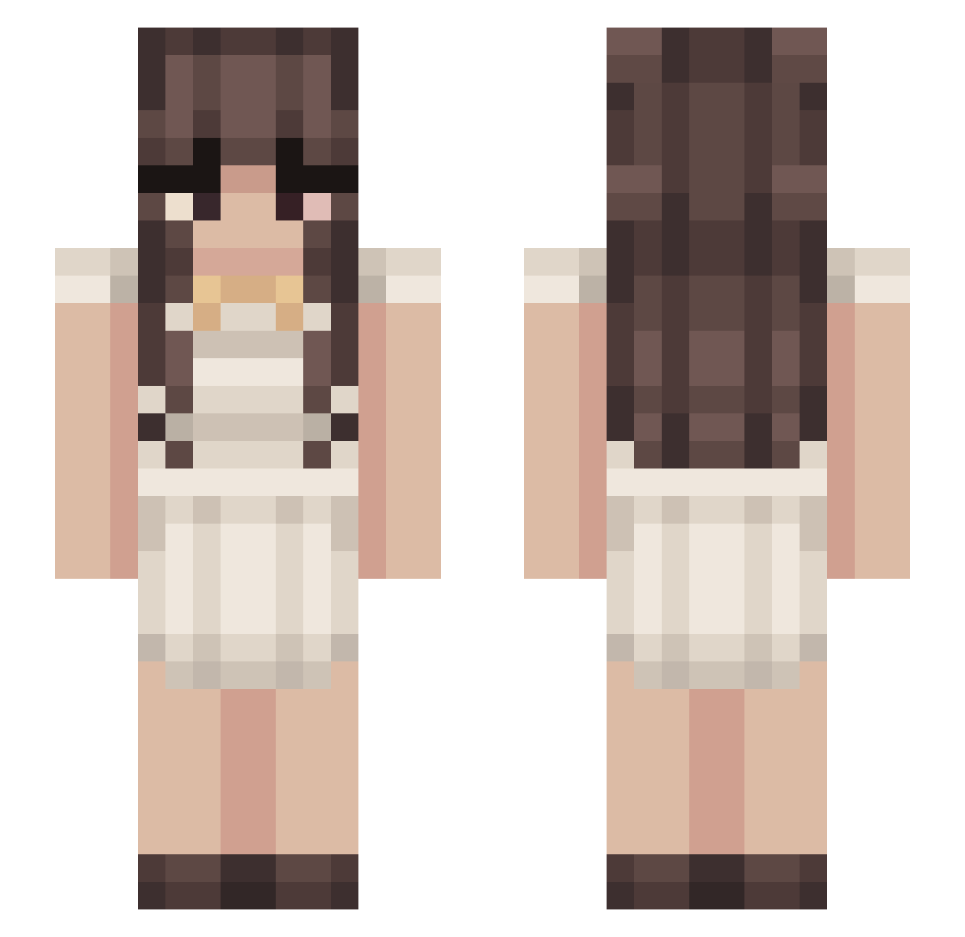 Angeluzu123 Minecraft skin, front and back view