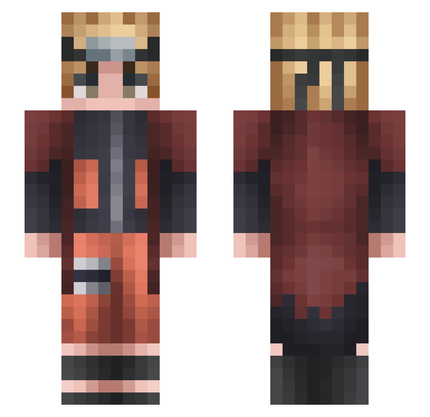Teckyro Minecraft skin, front and back view