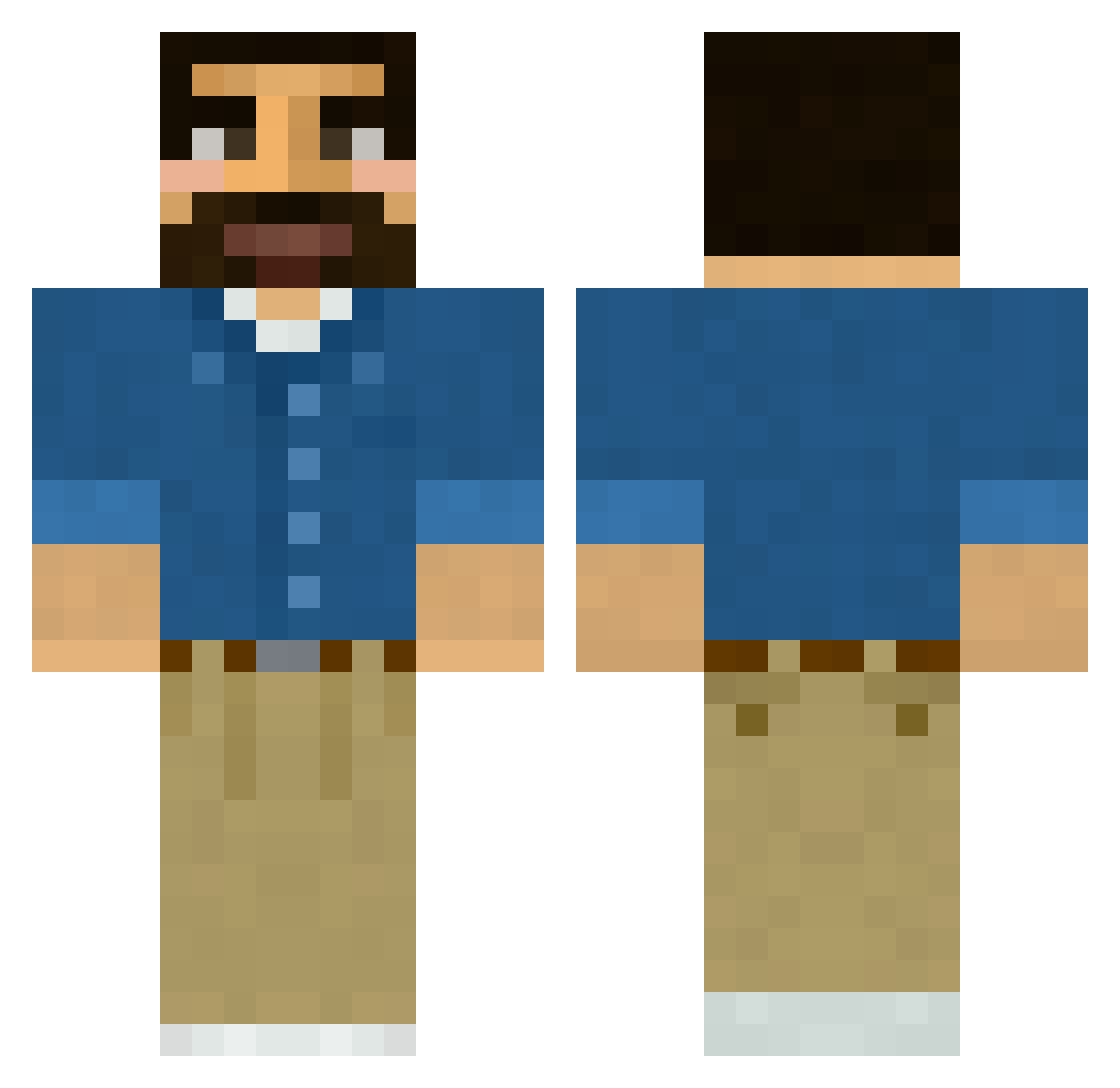 Defaultzzz Minecraft skin, front and back view