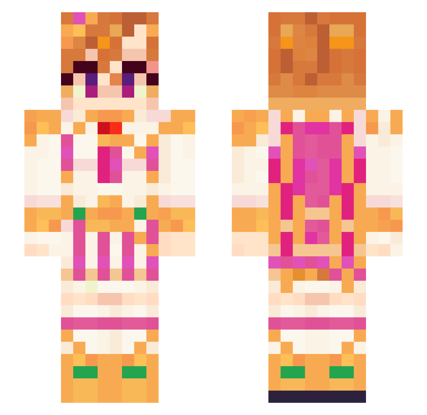 mozowo Minecraft skin, front and back view