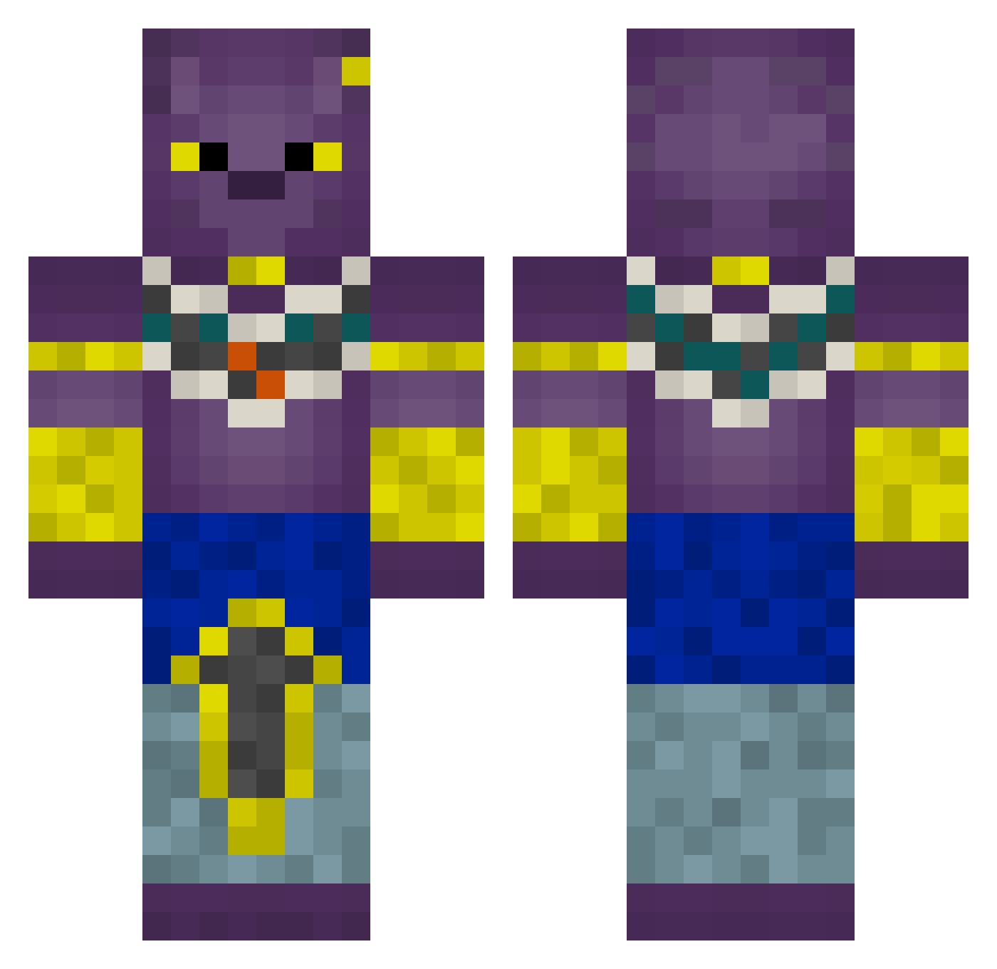 Trunks_Saiyan Minecraft skin, front and back view