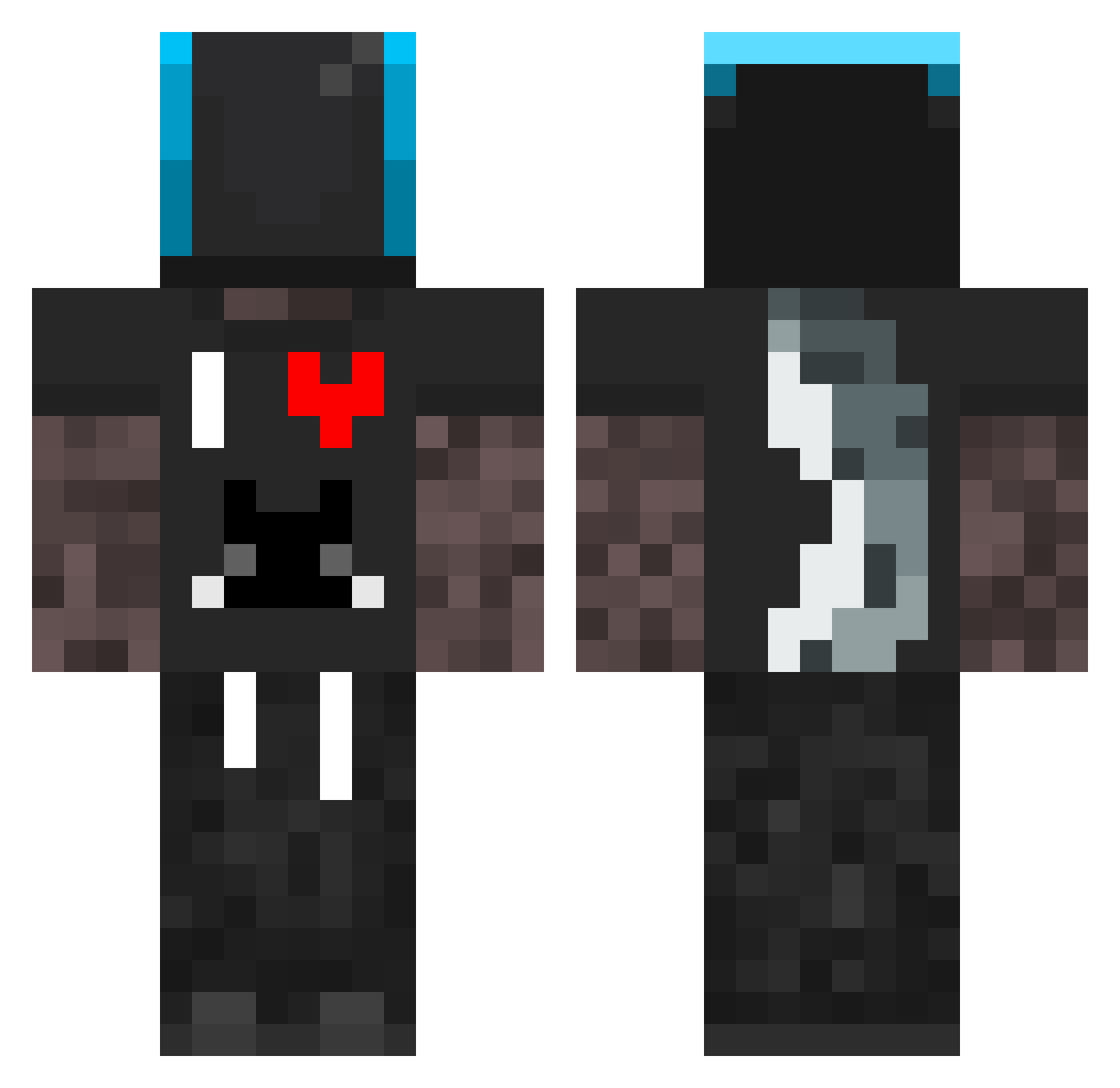 Mellow_blaze Minecraft skin, front and back view