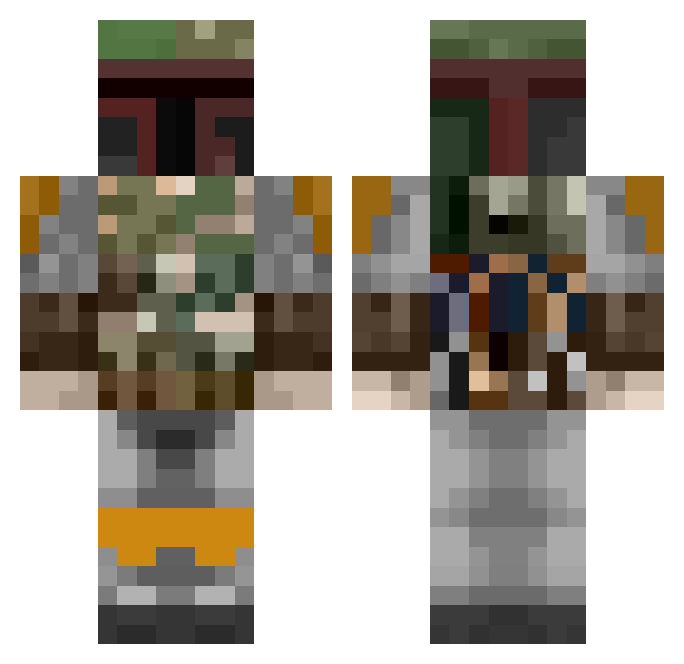 Dictys Minecraft skin, front and back view