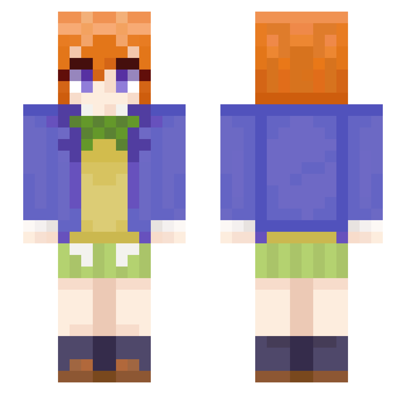 K7po Minecraft skin, front and back view