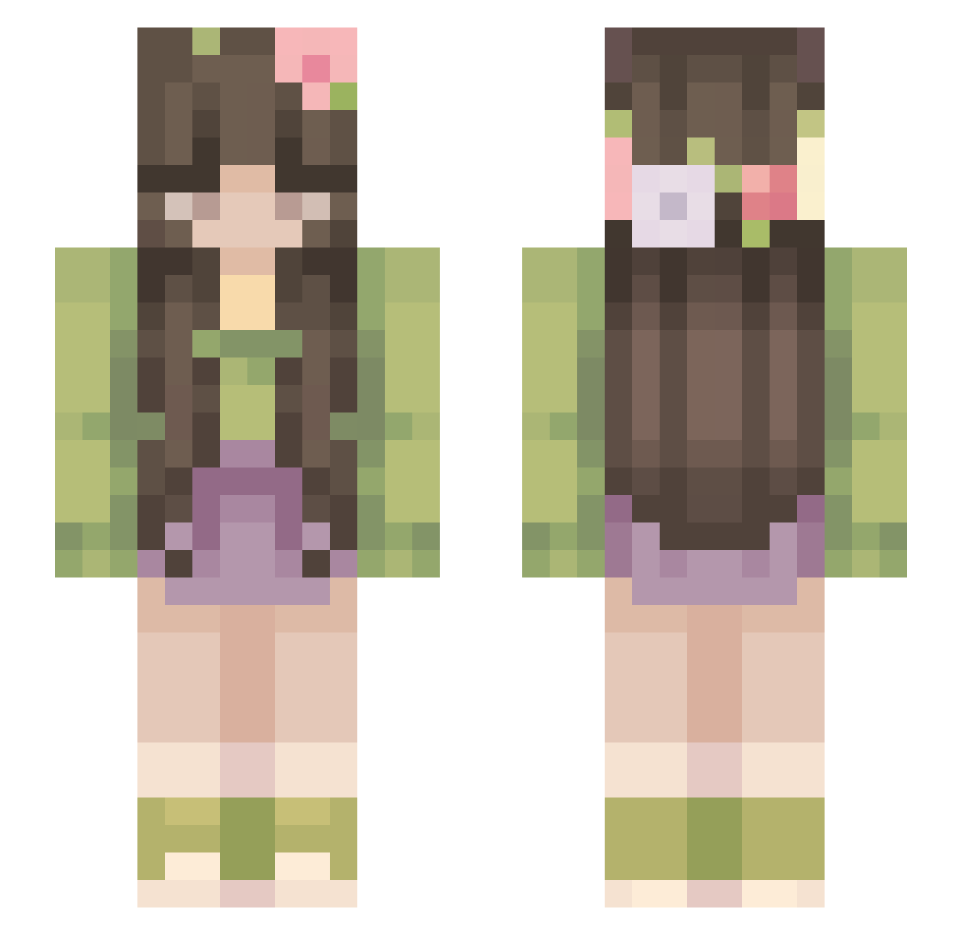 Sunflover19 Minecraft skin, front and back view