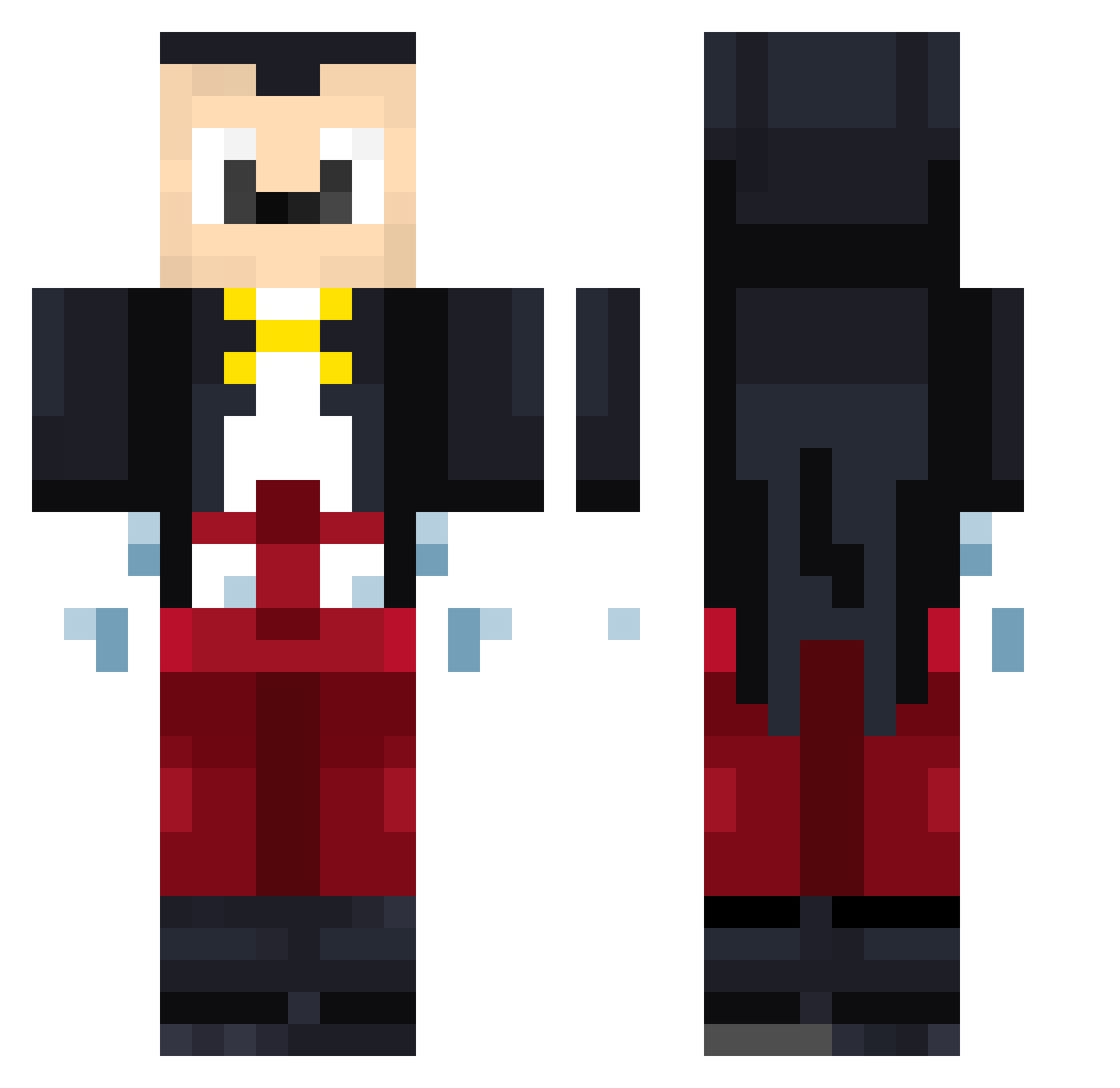 2Kliks Minecraft skin, front and back view