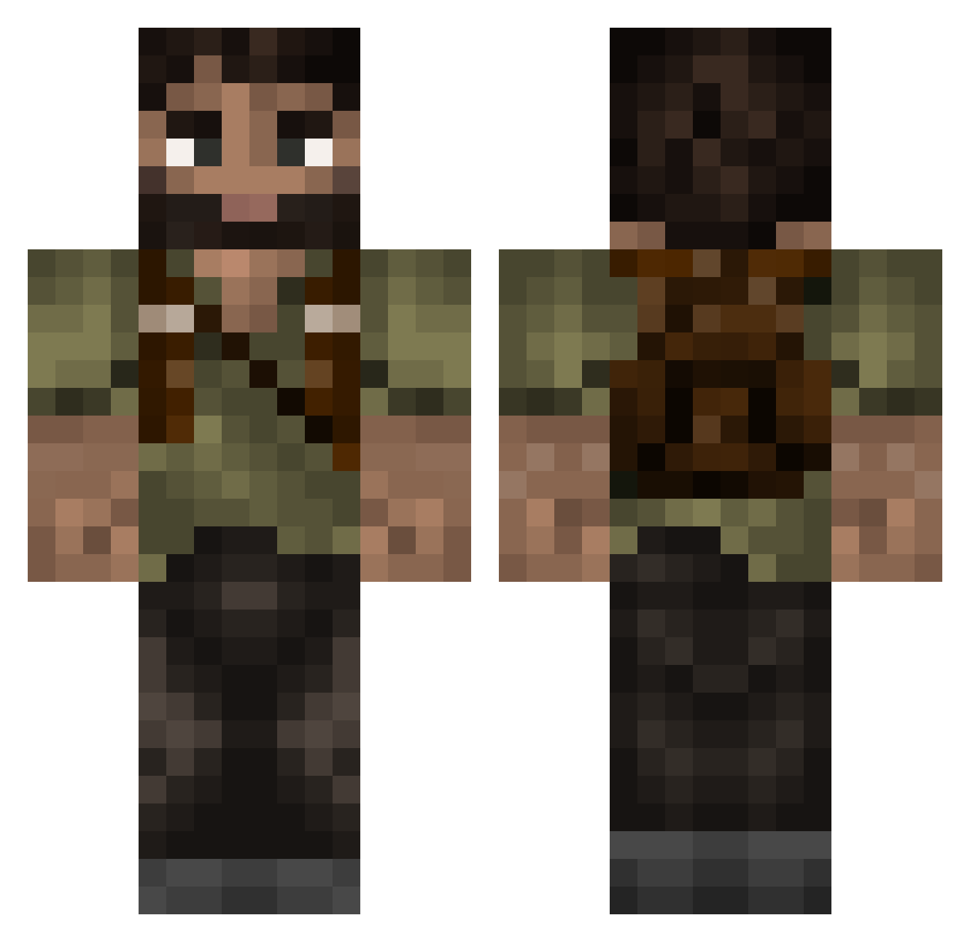 alligators Minecraft skin, front and back view