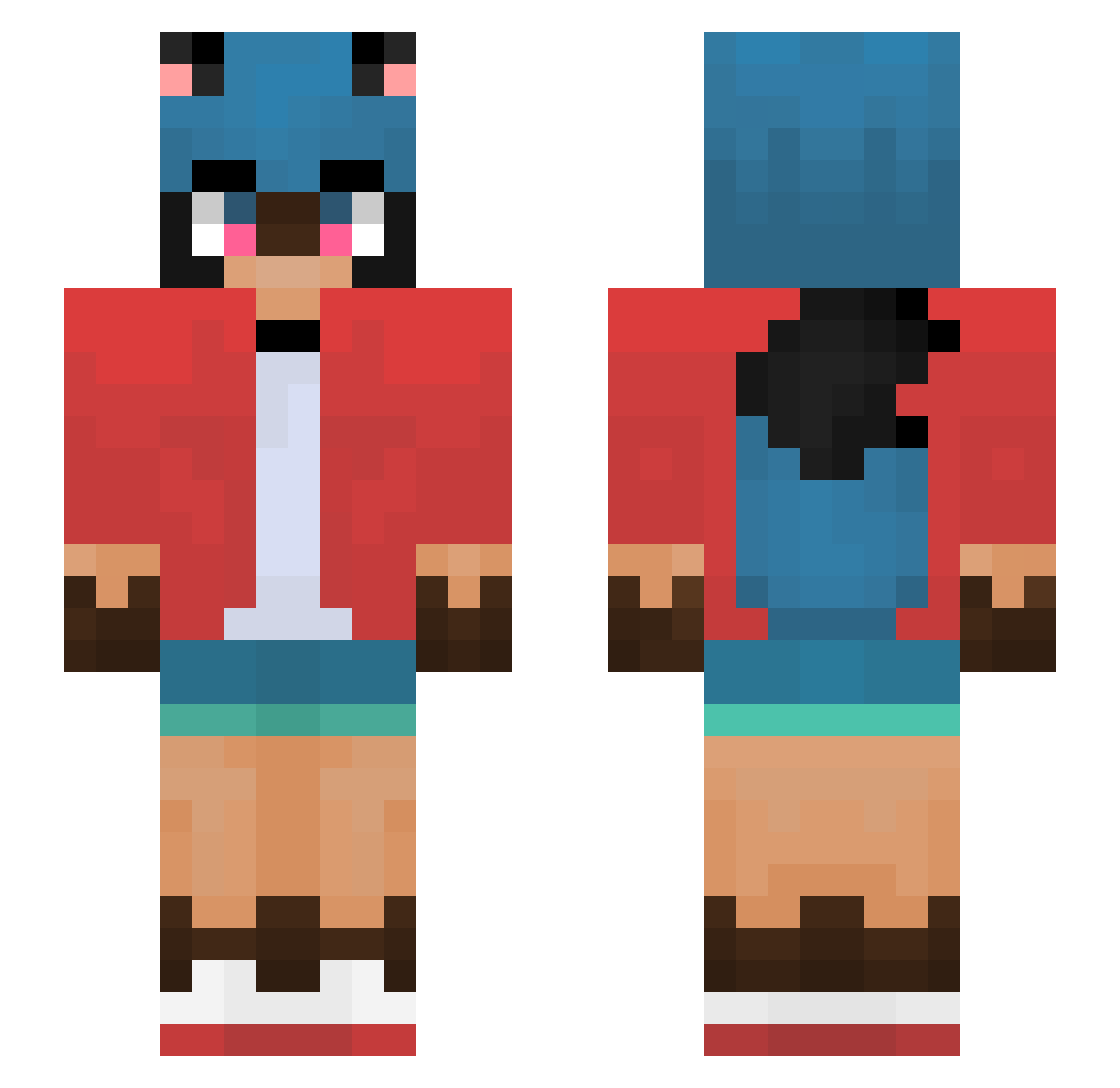 CaptainFartnite Minecraft skin, front and back view