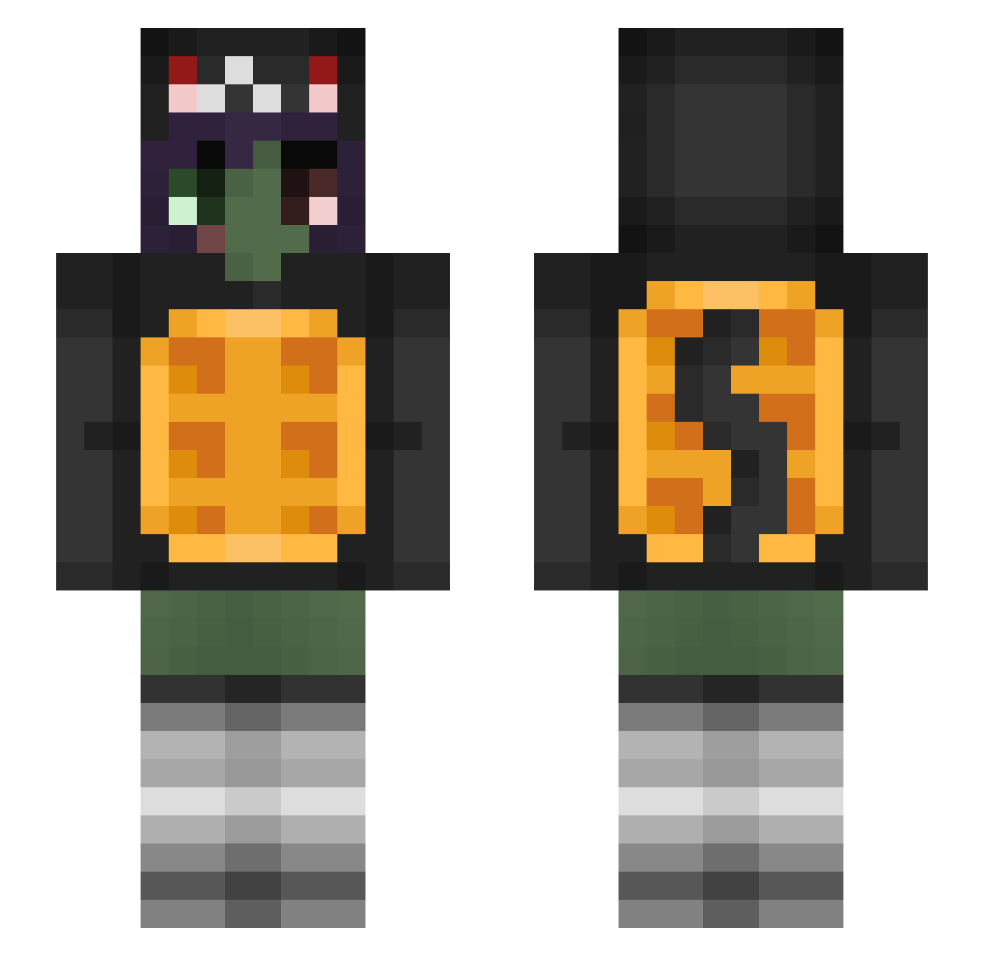 bloodycheese Minecraft skin, front and back view