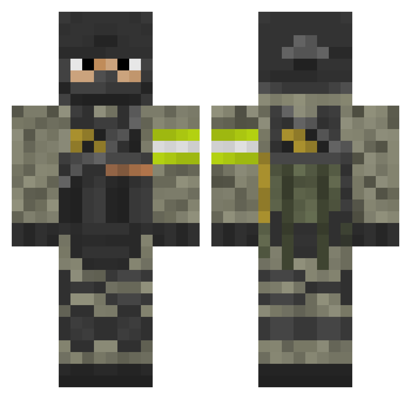 Phemonality Minecraft skin, front and back view